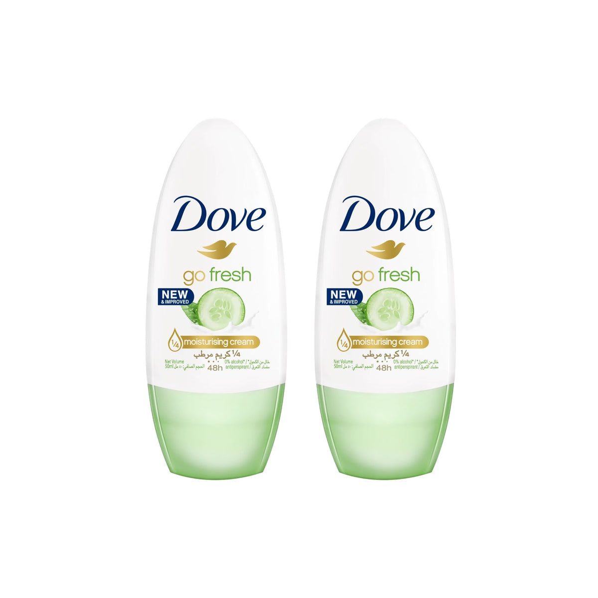 Dove 40ml Go Fresh Cucumber & Green Tea  Roll On Deodorant x2