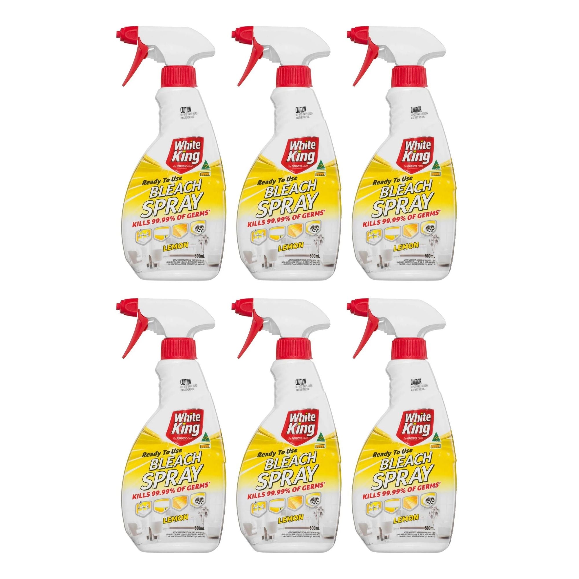 White King 500mL Lemon Bleach Spray  x6