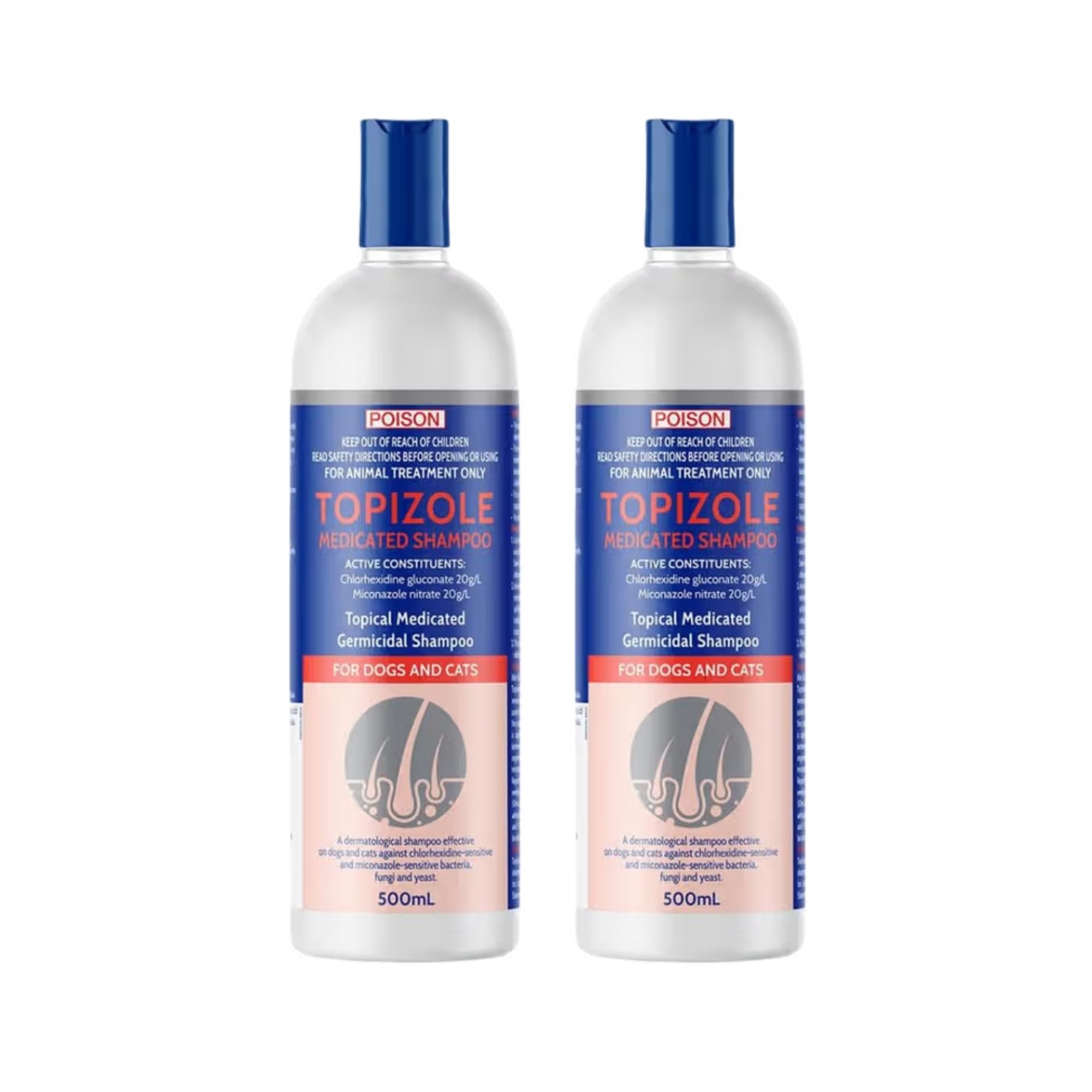 Fidos 500ml Topizole Medicated Shampoo x2