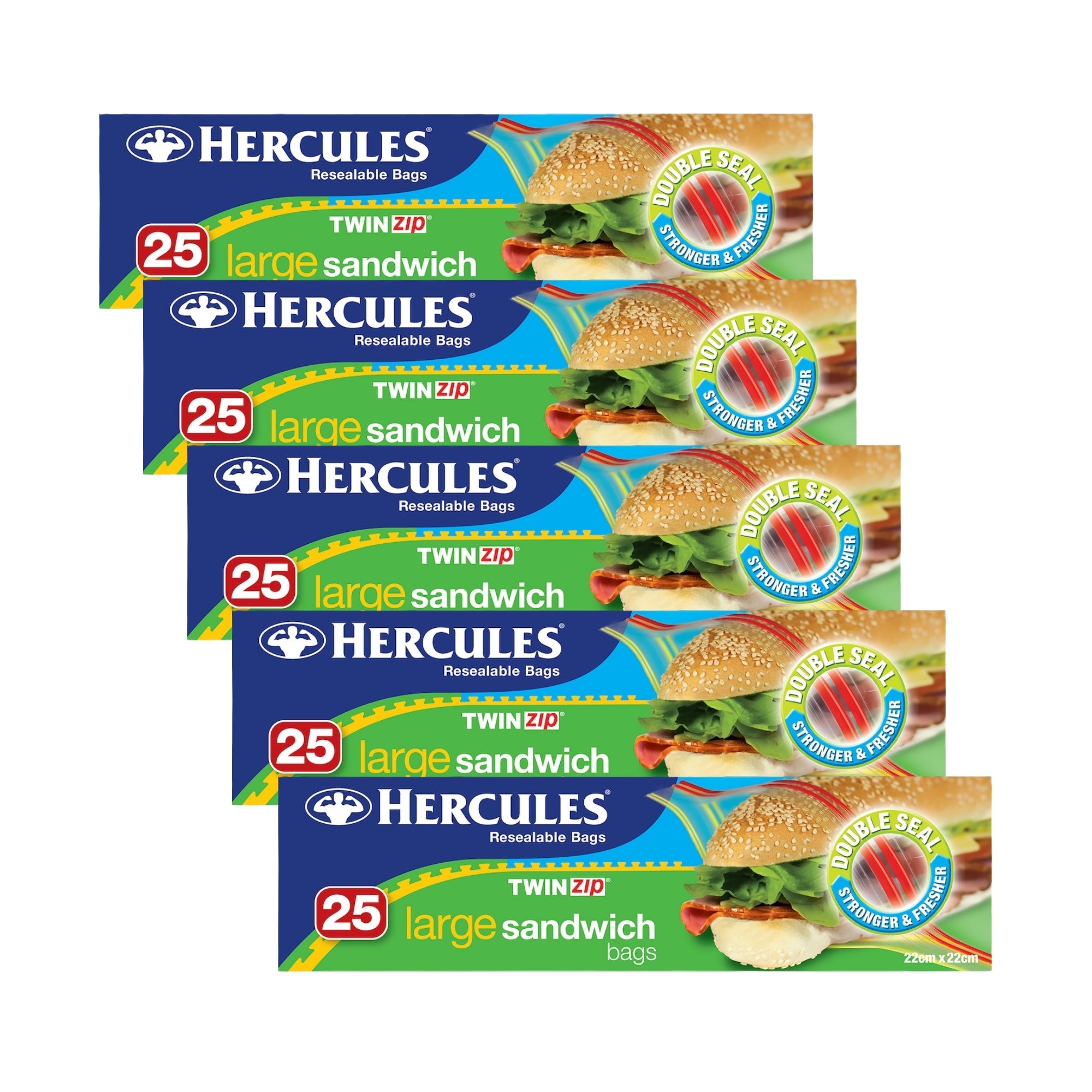 Hercules Large Sandwich Bags 25pk x5