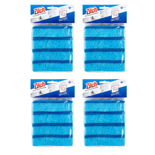 4x Zilch 10cm Sponge Scourer 4pk