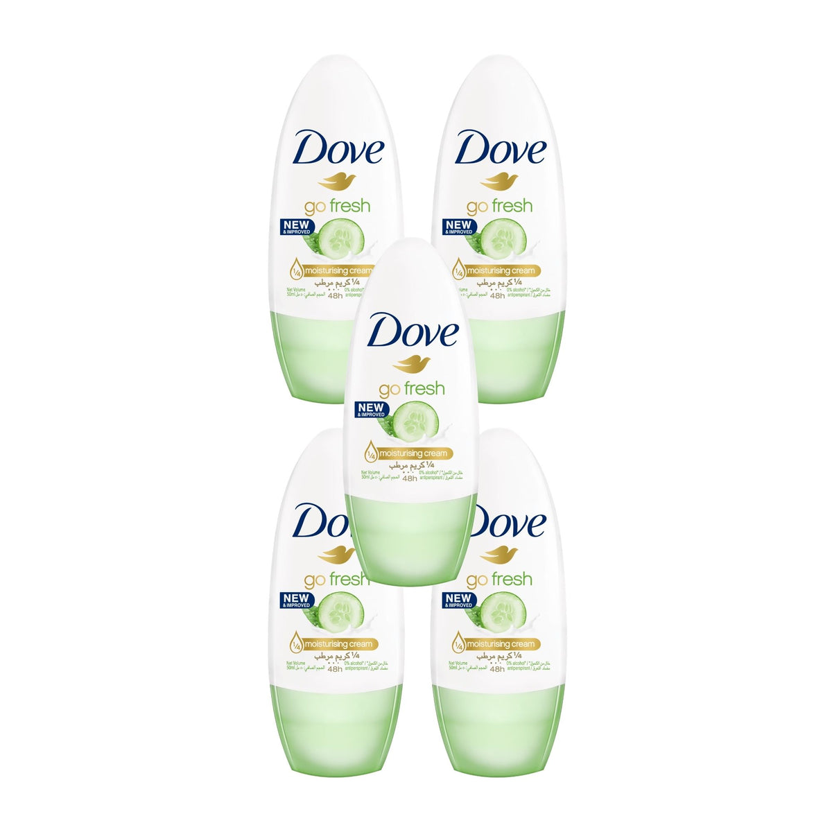 Dove 40ml Go Fresh Cucumber & Green Tea  Roll On Deodorant x5