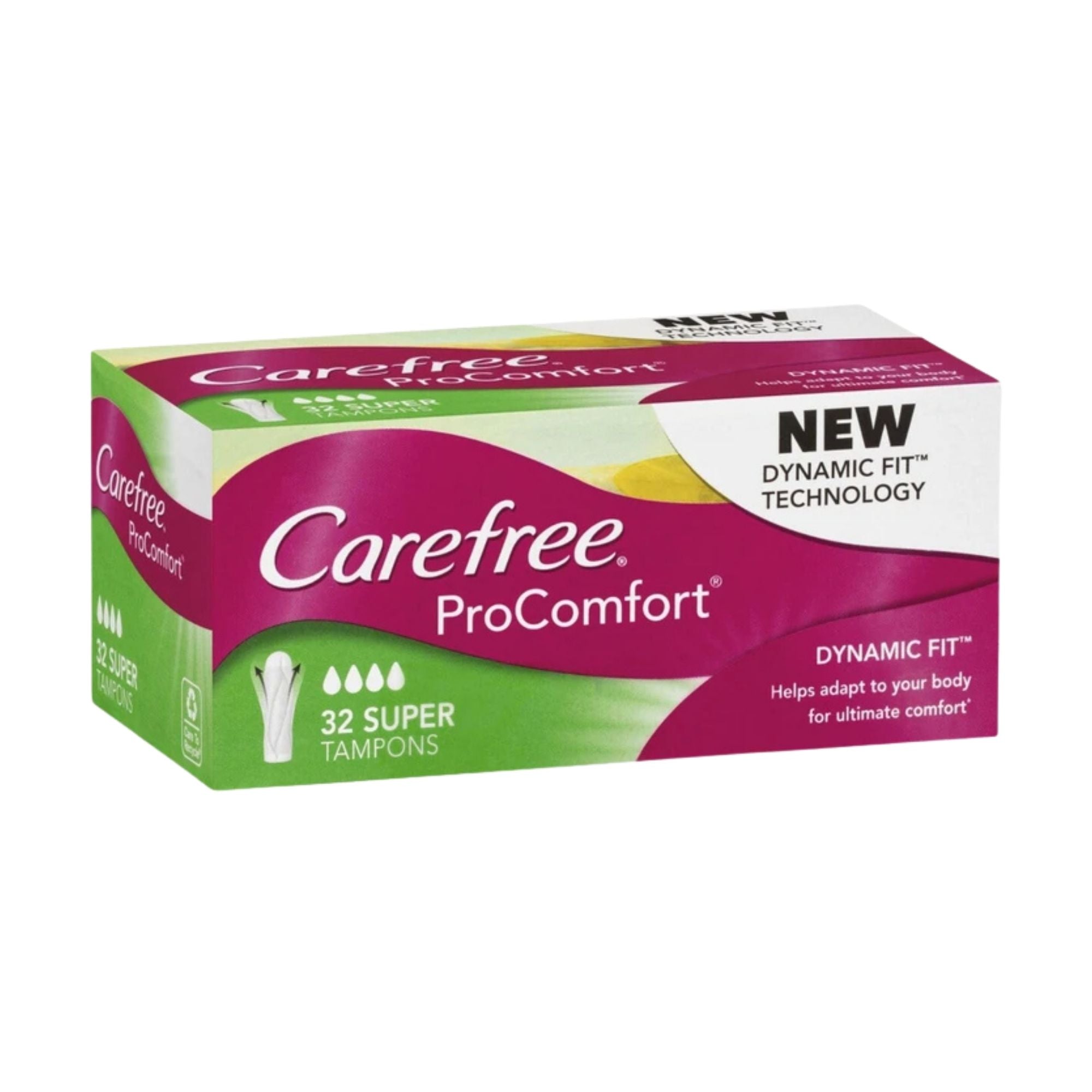 Carefree Super Tampons Pro Comfort Dynamic Fit 32pk