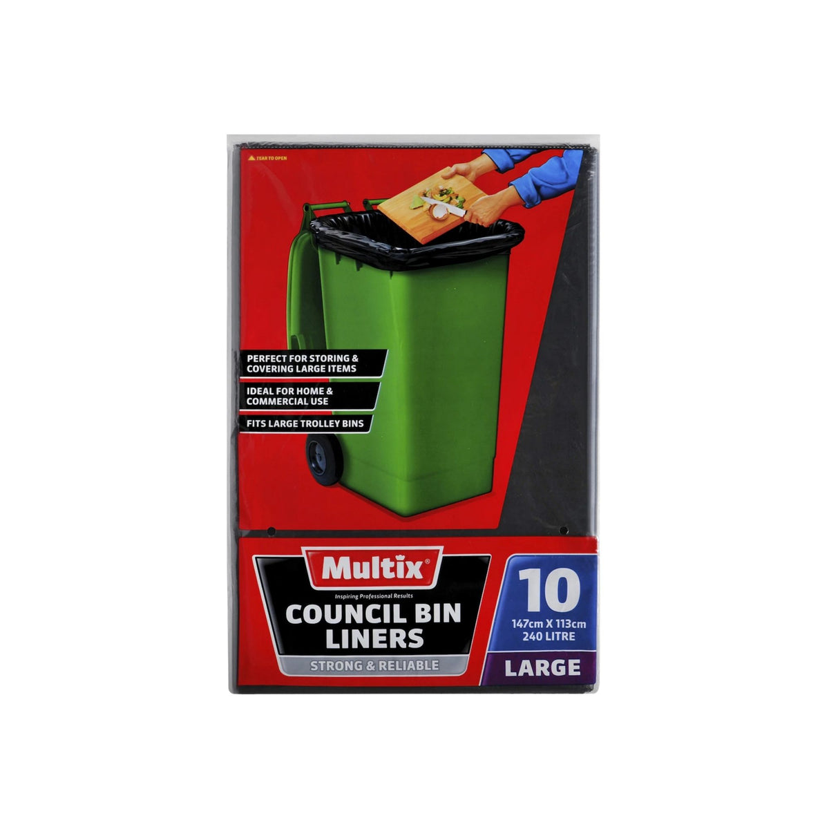 Multix Large 240L Council Bin Liner 10pk