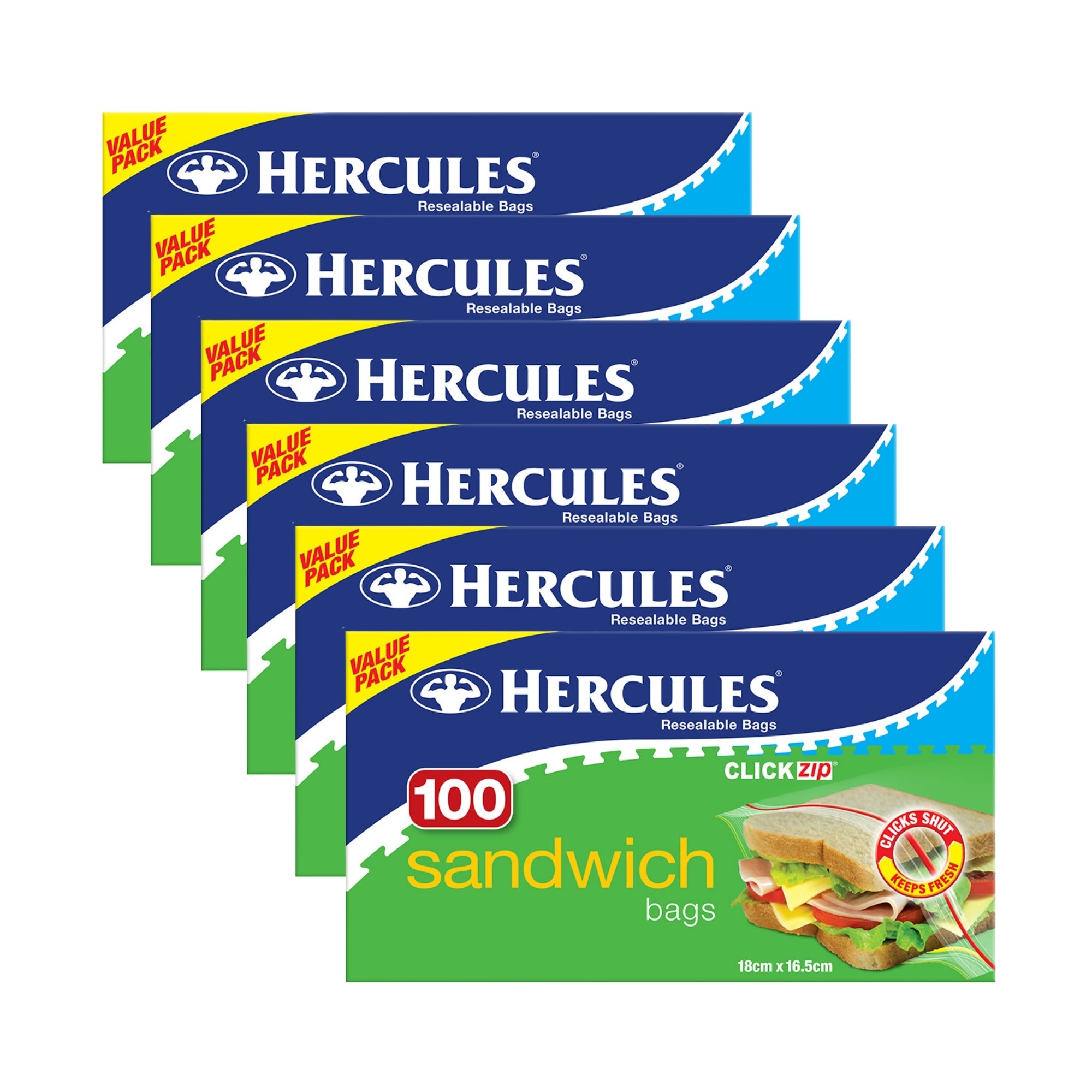 Hercules Sandwich Bags 100pk x6