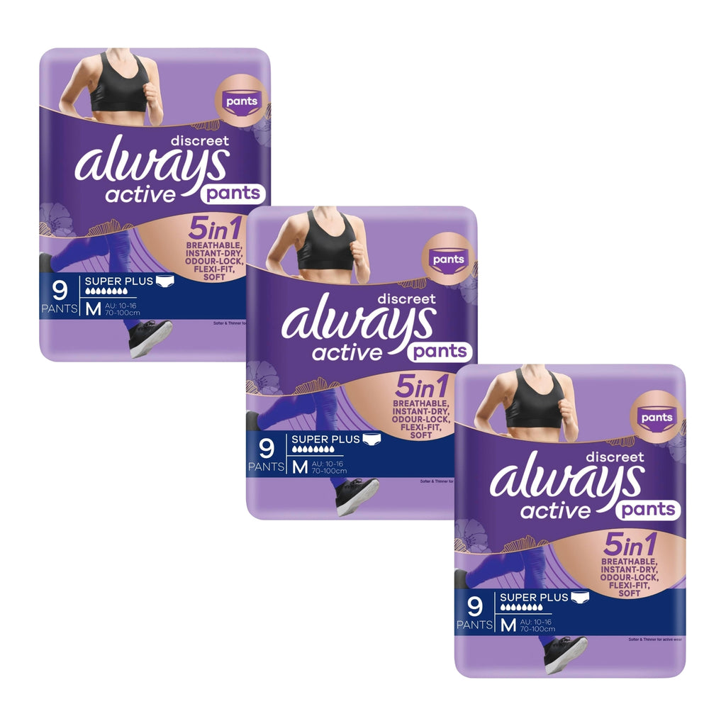 Always Discreet 5 in 1 Pants Medium 10-16 70-100cm 9 Pack x3