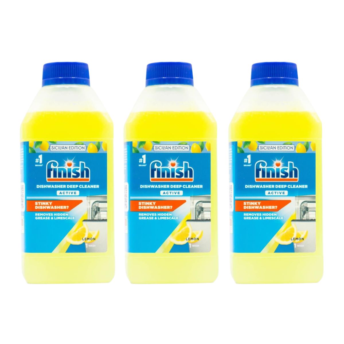 Finish 250ml Dishwasher Cleaner Lemon x3