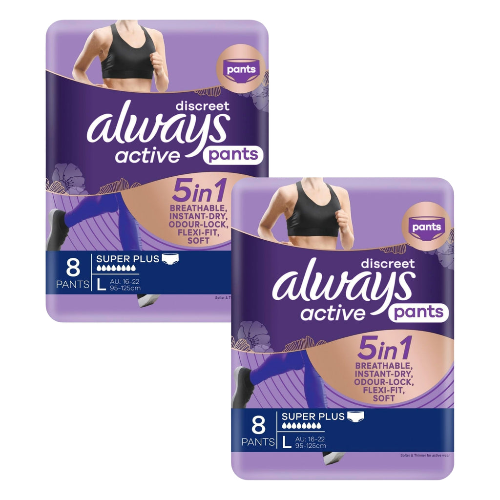 Always Discreet 5 in 1 Pants Large 16-22 95-125cm 8 Pack x2