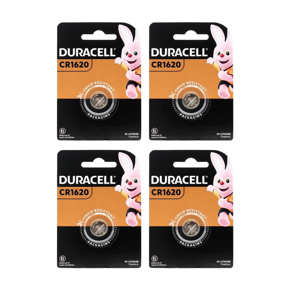 Duracell CR1620 3V Lithium Coin Battery x4