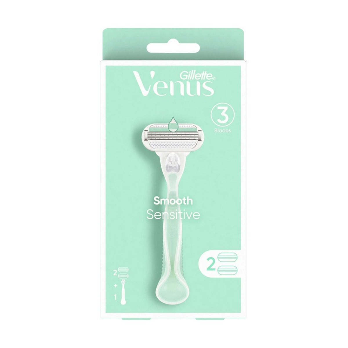 Gillette Venus Smooth Sensitive Handle & 2 Cartridges