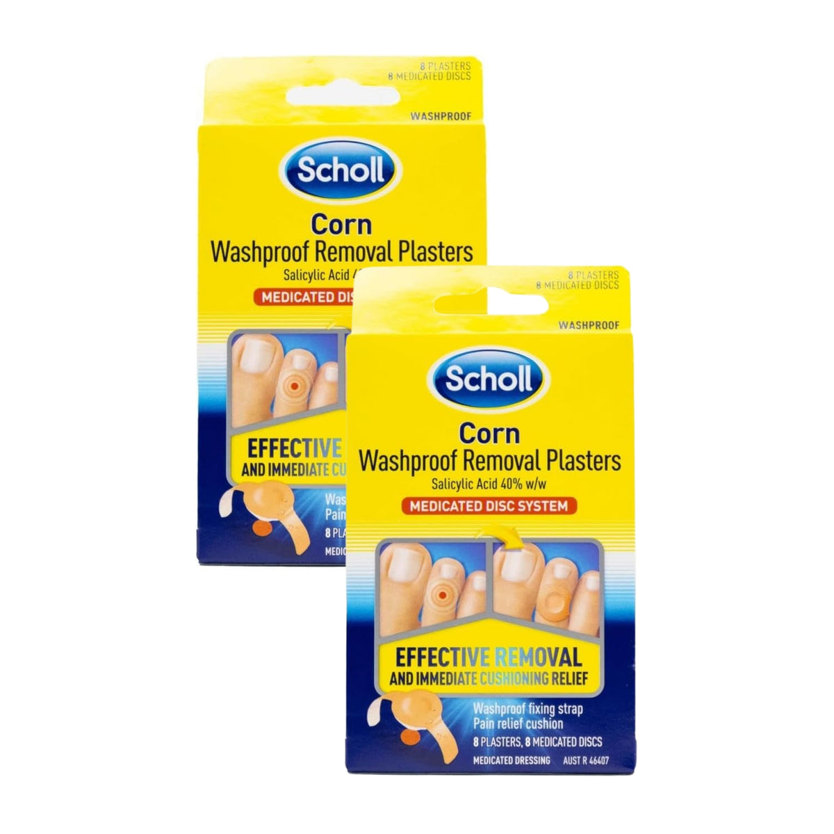 Scholl Corn Removal Plaster Washproof 8pk x2