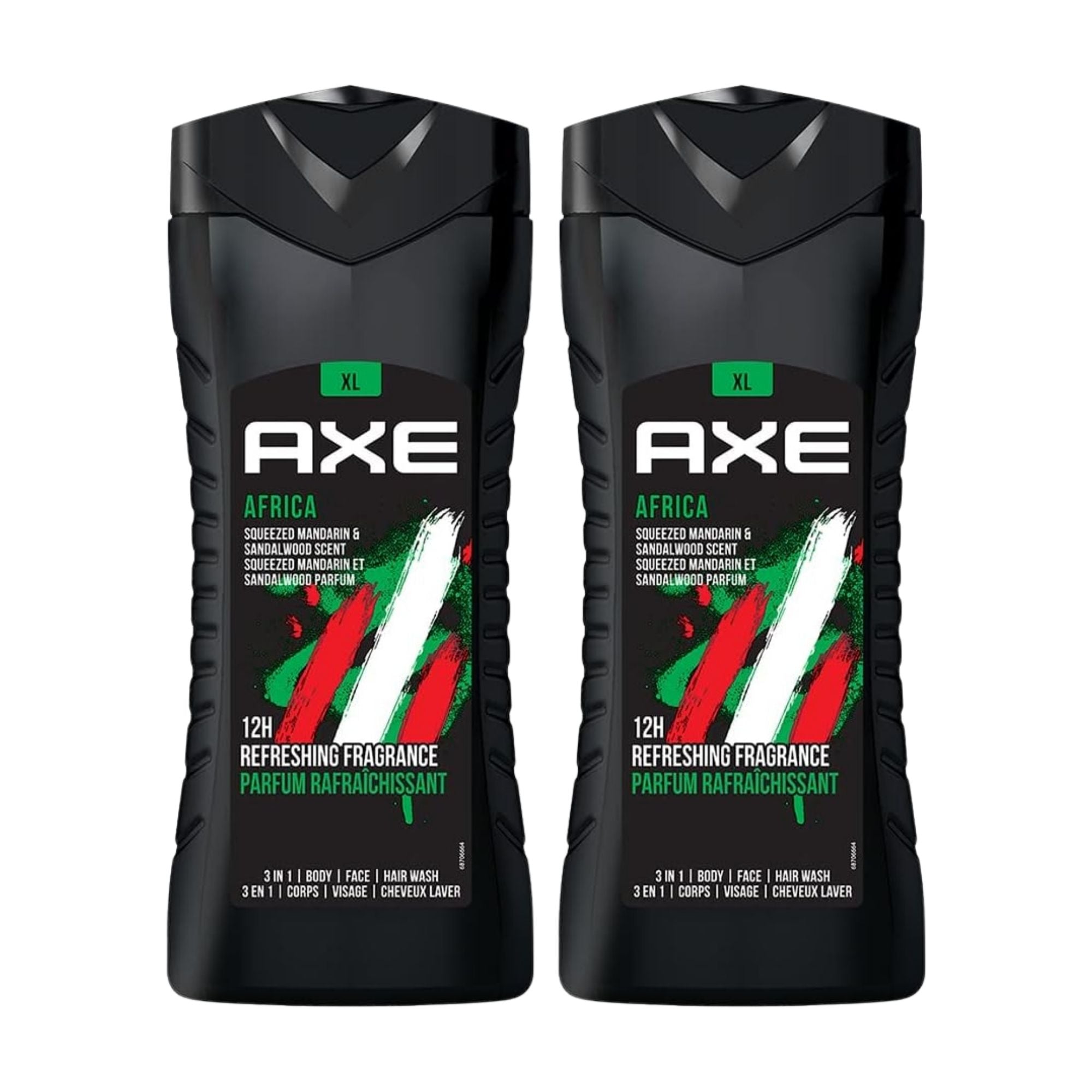 AXE 400mL Africa 3in1 Body Face Hair Wash x2