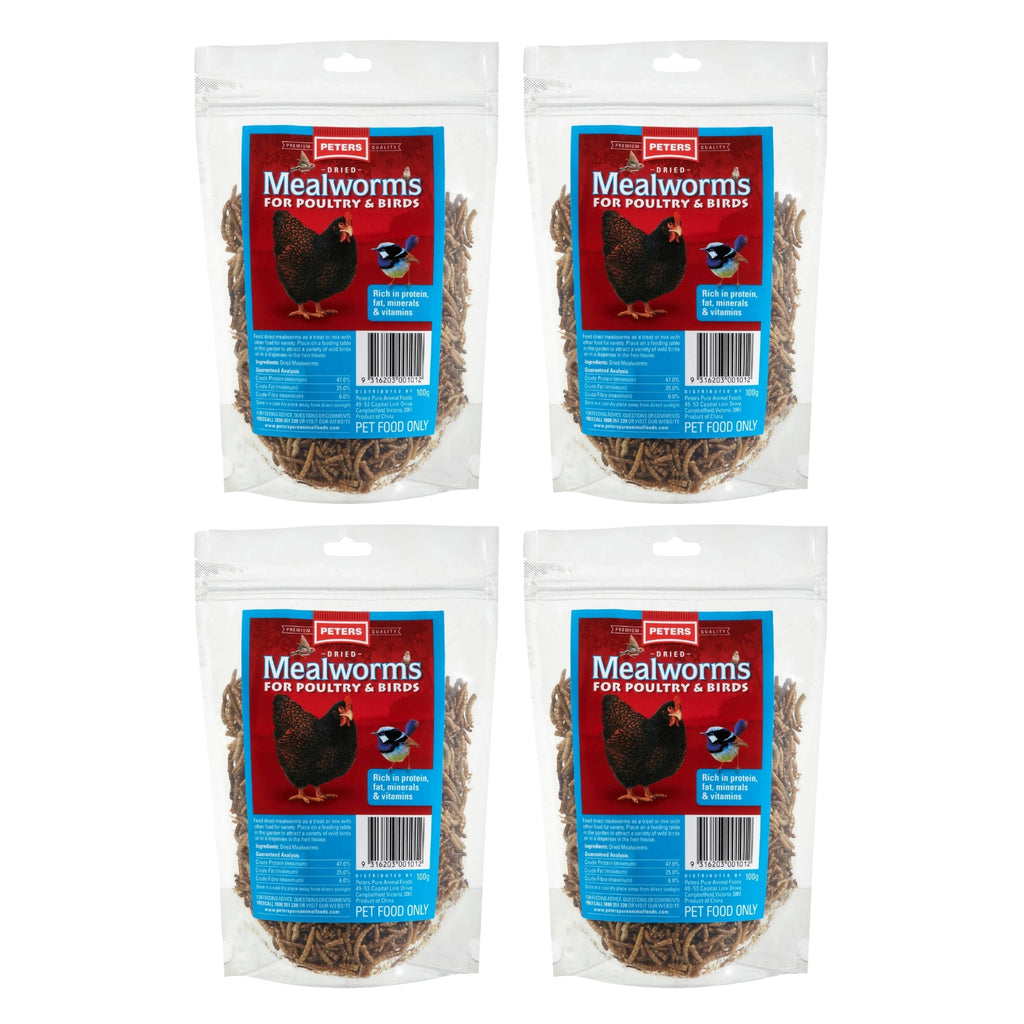 Peters Dried Mealworms For Poultry & Birds 100g x4