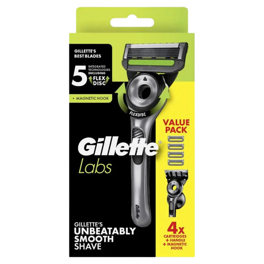 Gillette Labs Handle + 4 Cartridges & Magnetic Hook