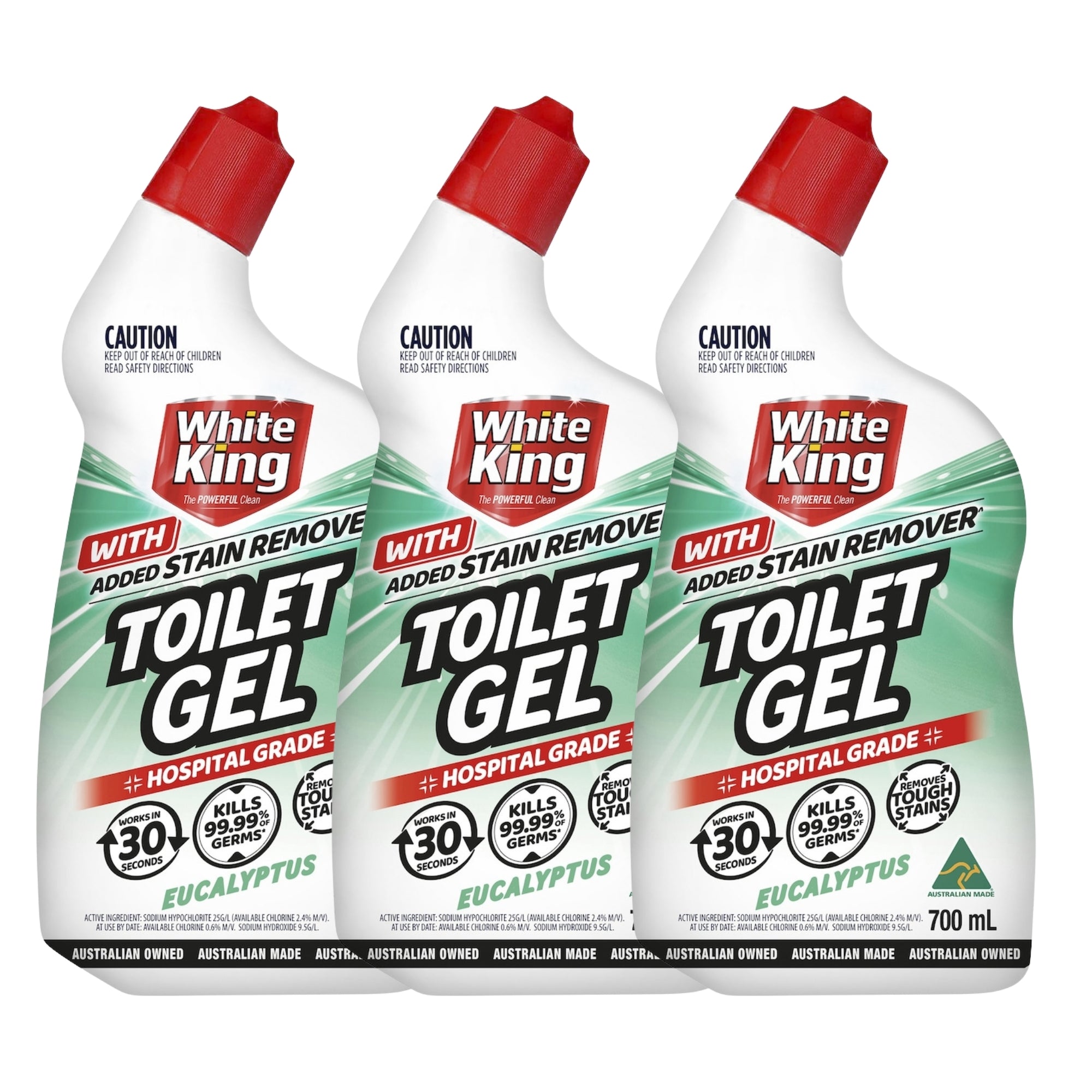 White King Toilet Gel Eucalyptus 700mL x3