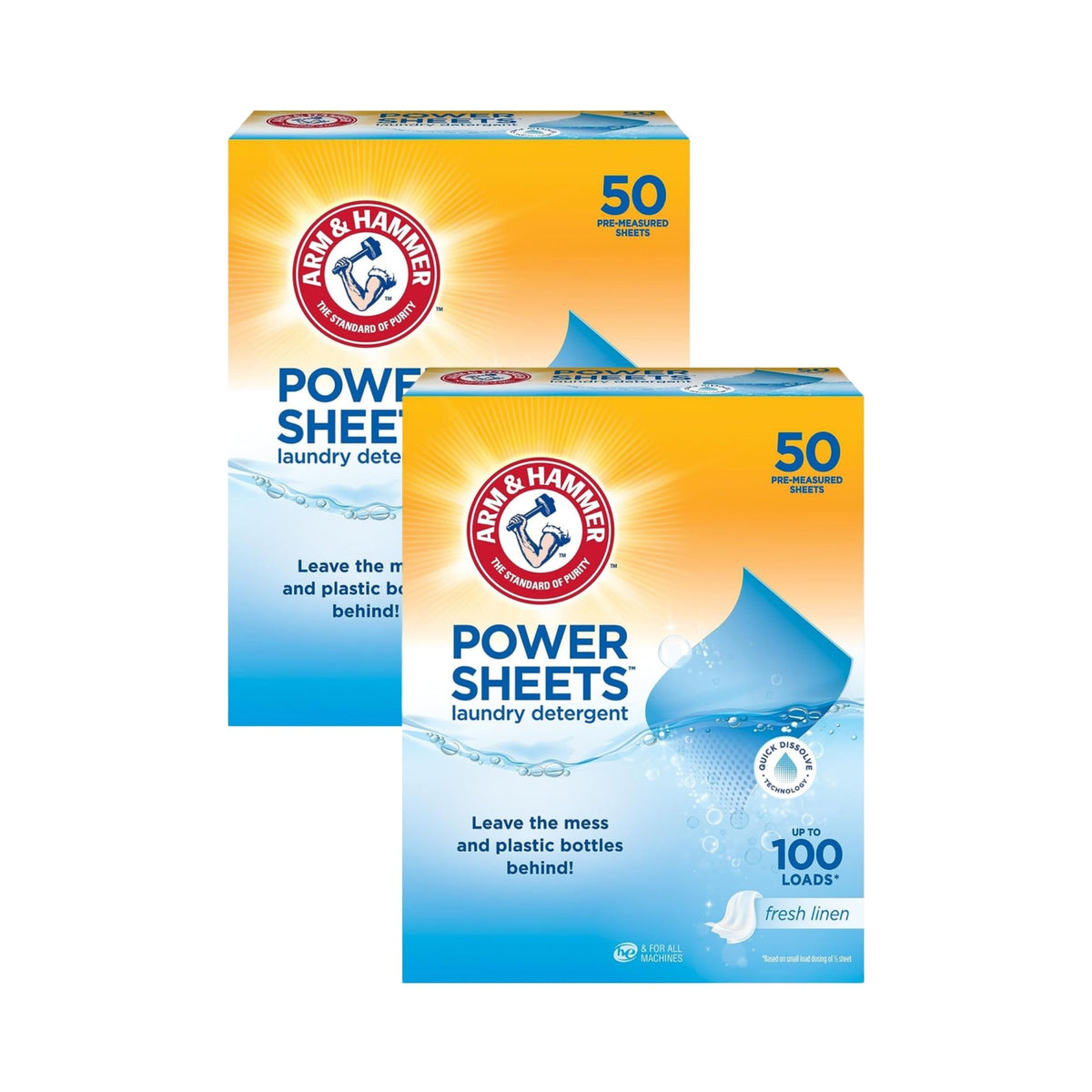 Arm & Hammer Laundry Detergent Power Sheets 50pk x2