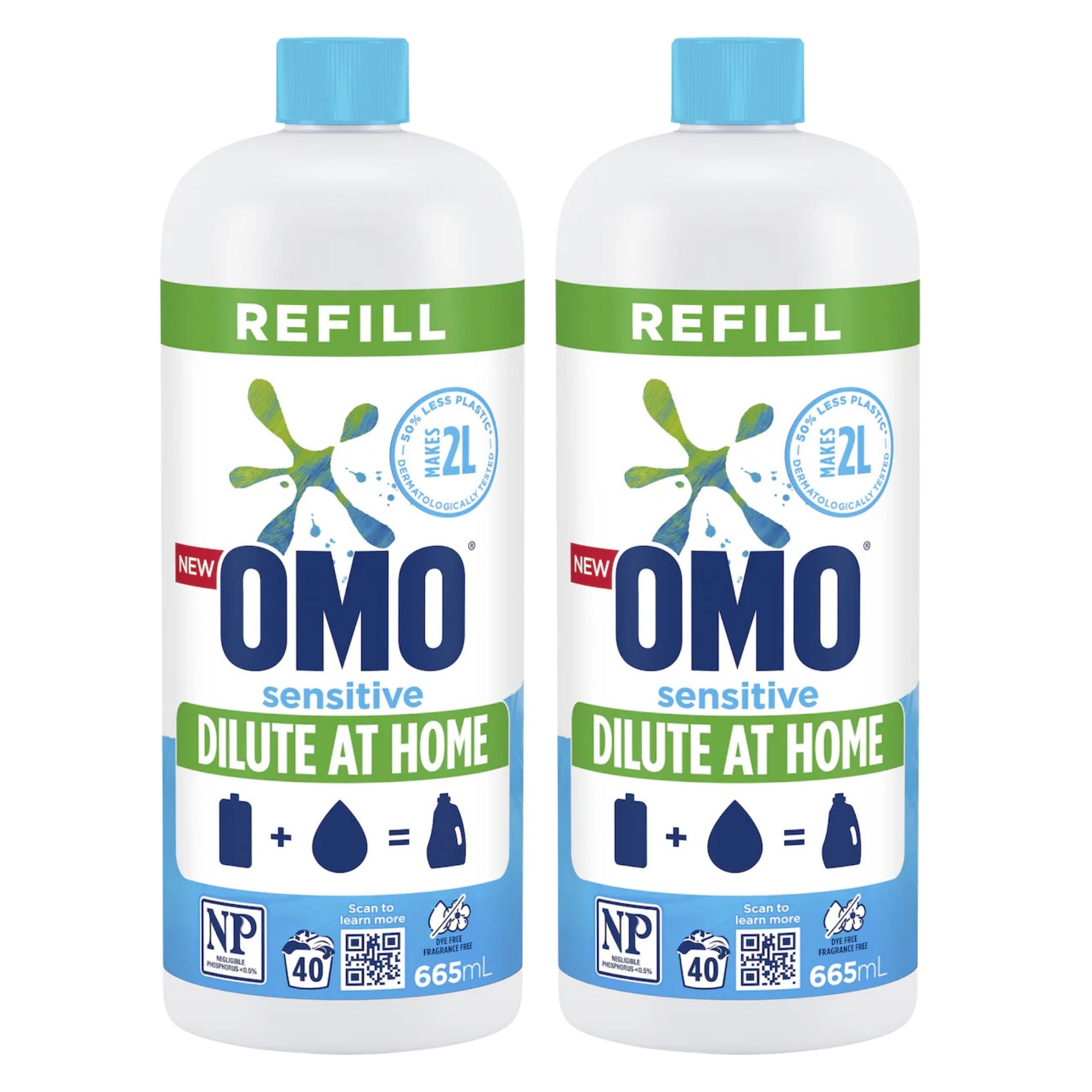 OMO Sensitive Laundry Liquid 665mL x2