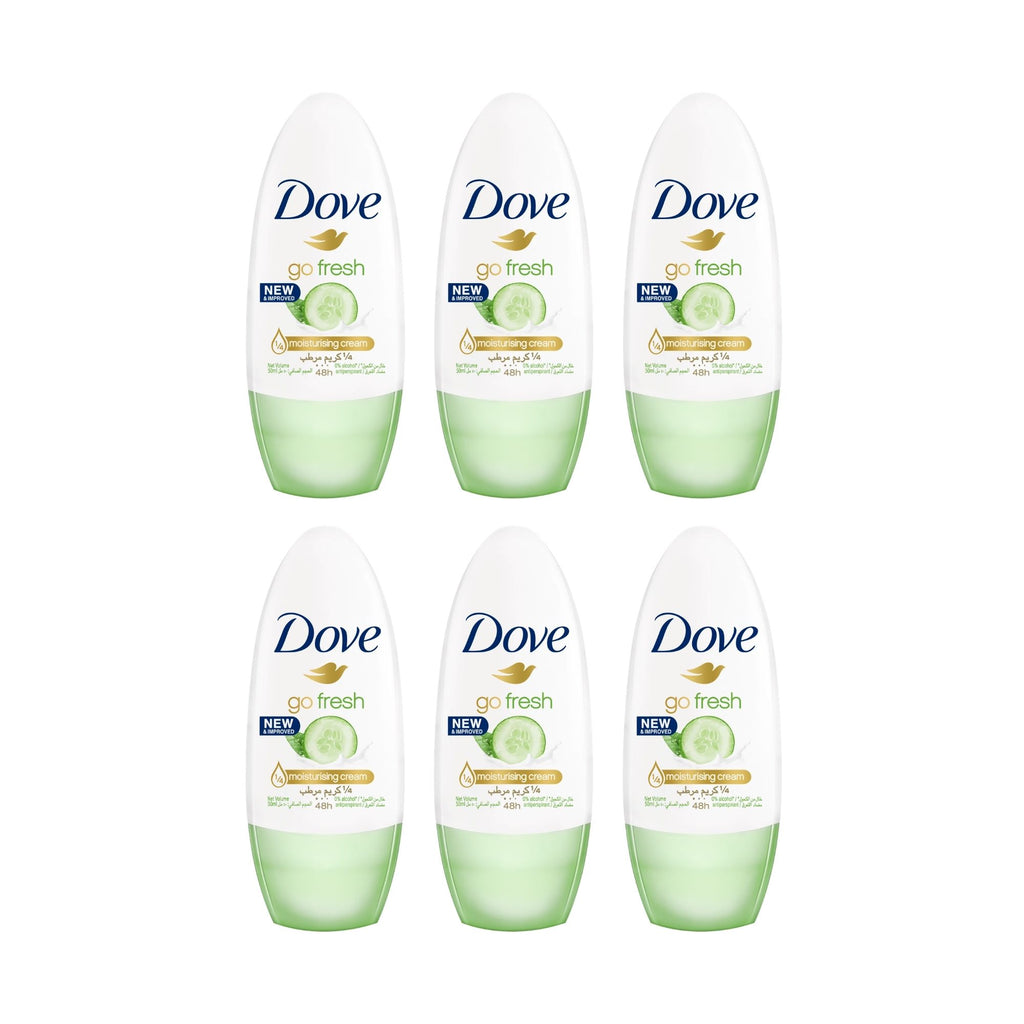 Dove 40ml Go Fresh Cucumber & Green Tea  Roll On Deodorant x6