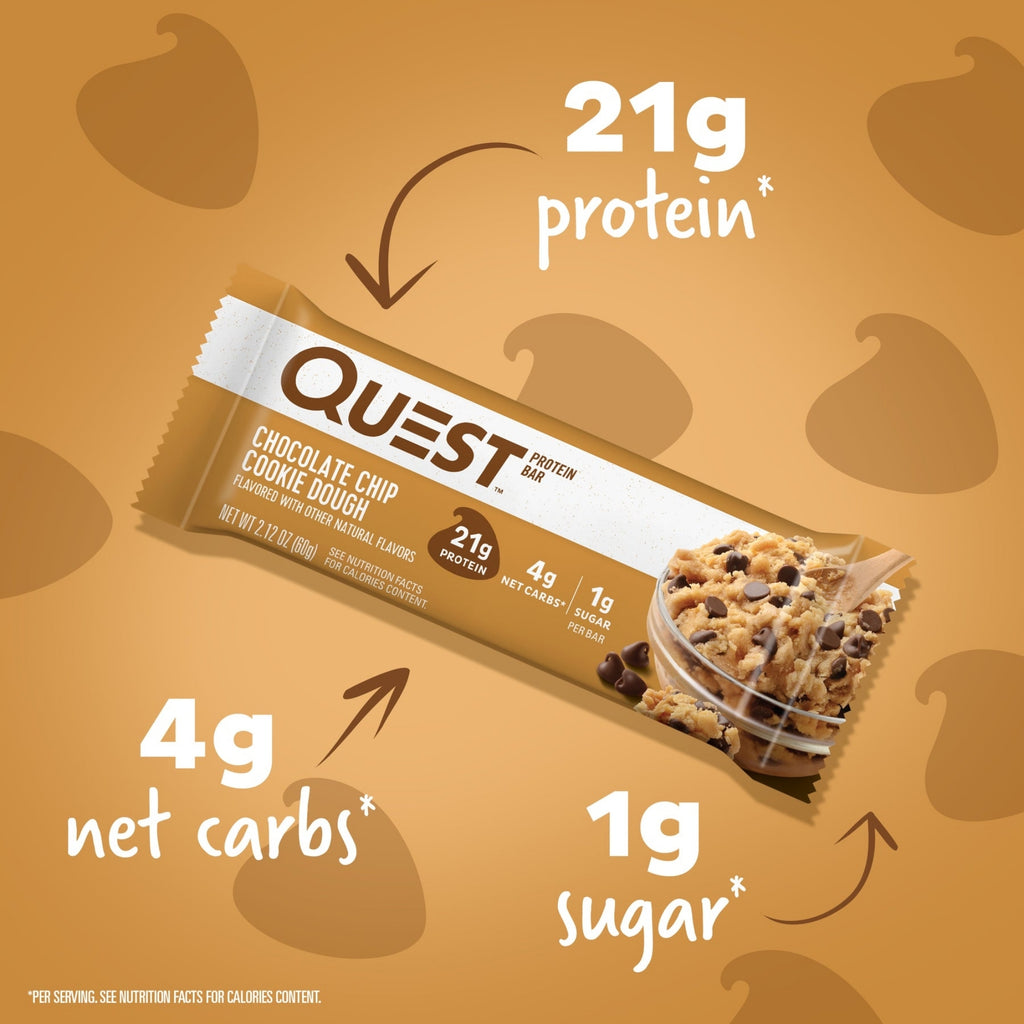 Quest Chocolate Chip Cookie Dough Protein Bars 12x60g