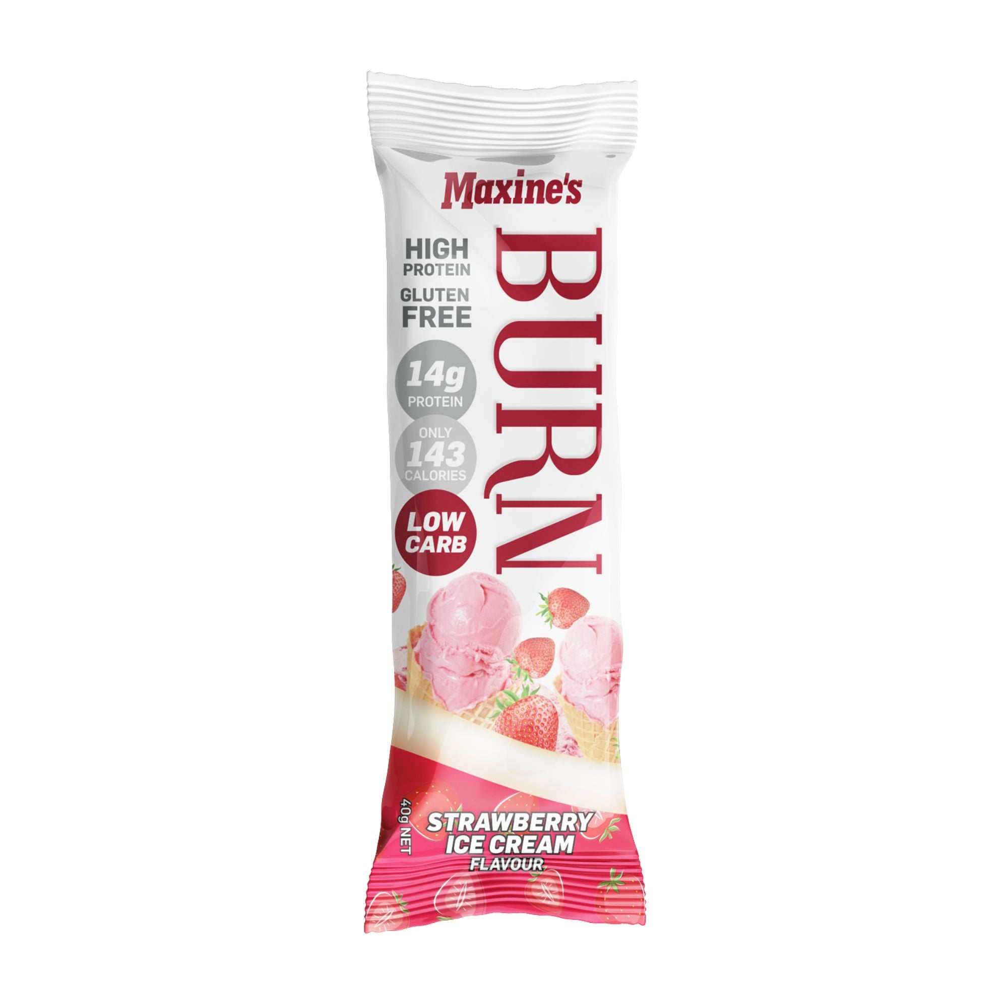 Maxines Burn Strawberry Ice Cream Bar 12x40g