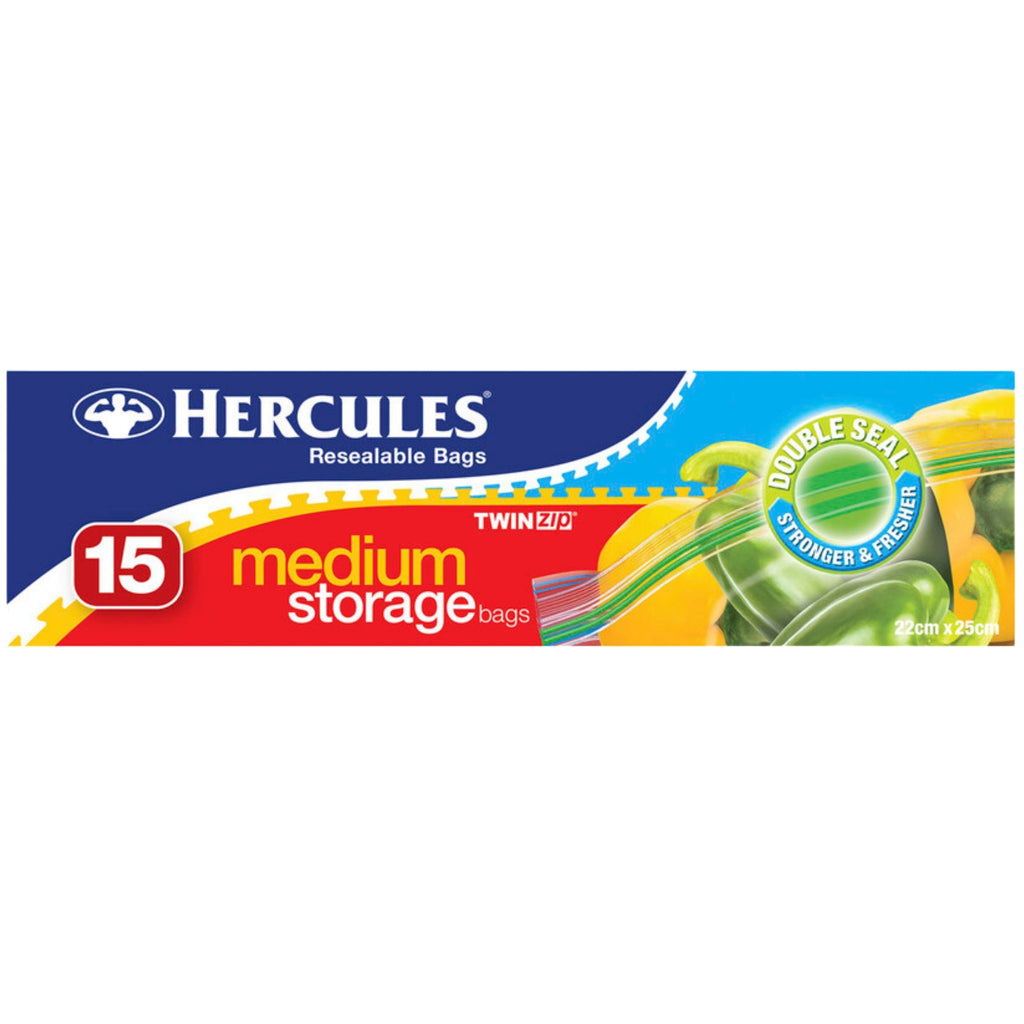 Hercules Medium Storage Bags 15pk x3