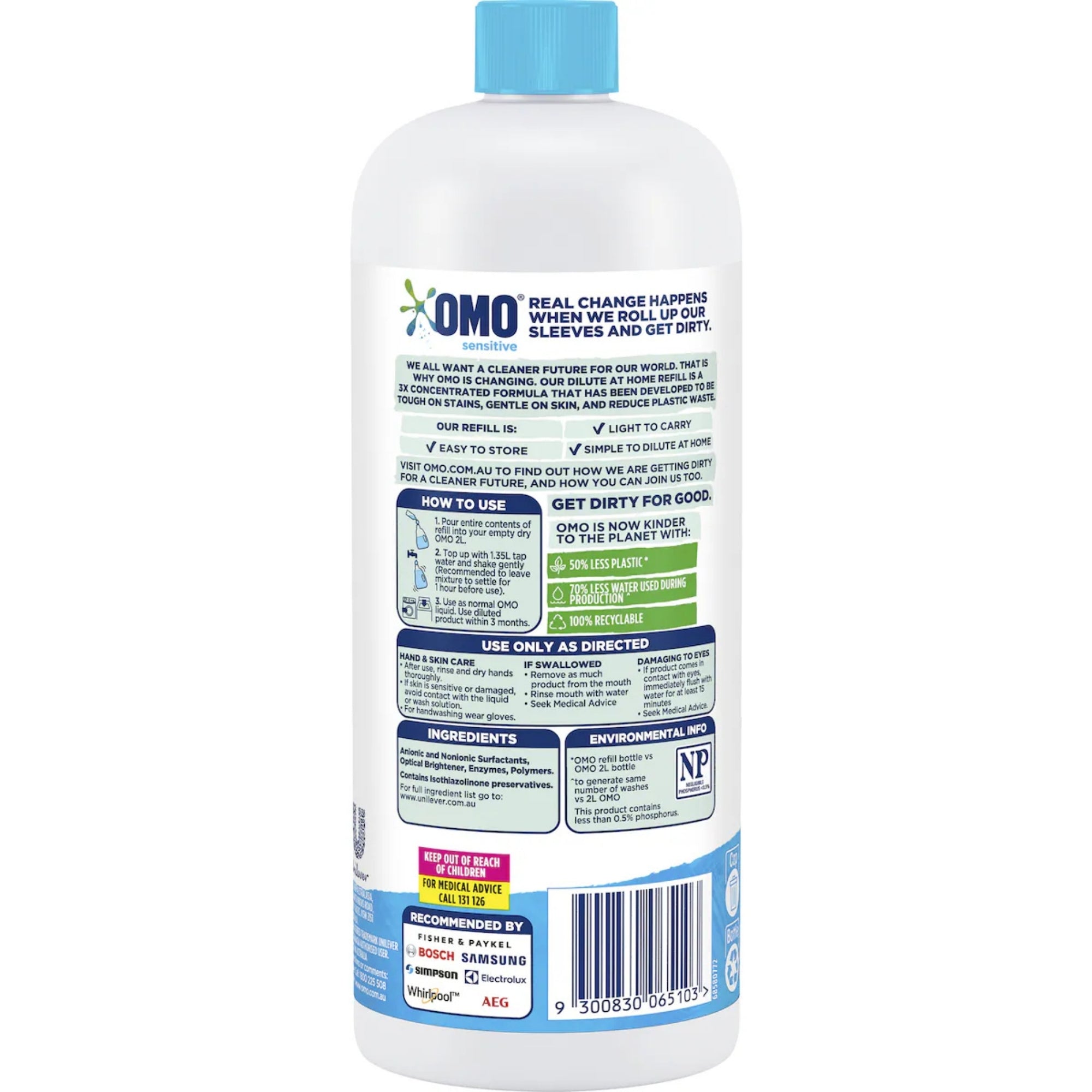 OMO Sensitive Laundry Liquid 665mL x2
