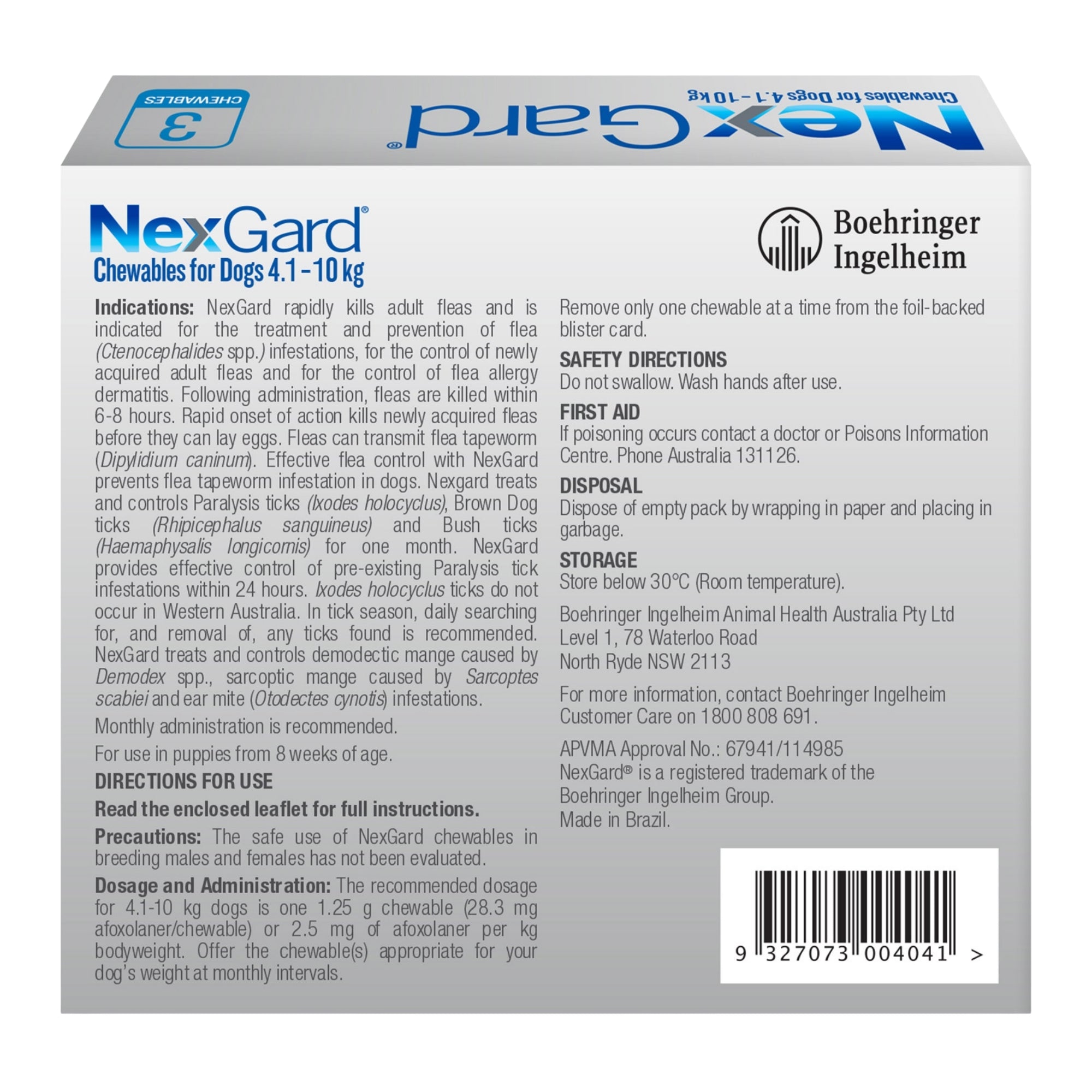 Nexgard Medium Dogs 4.1-10kg Blue 6pk