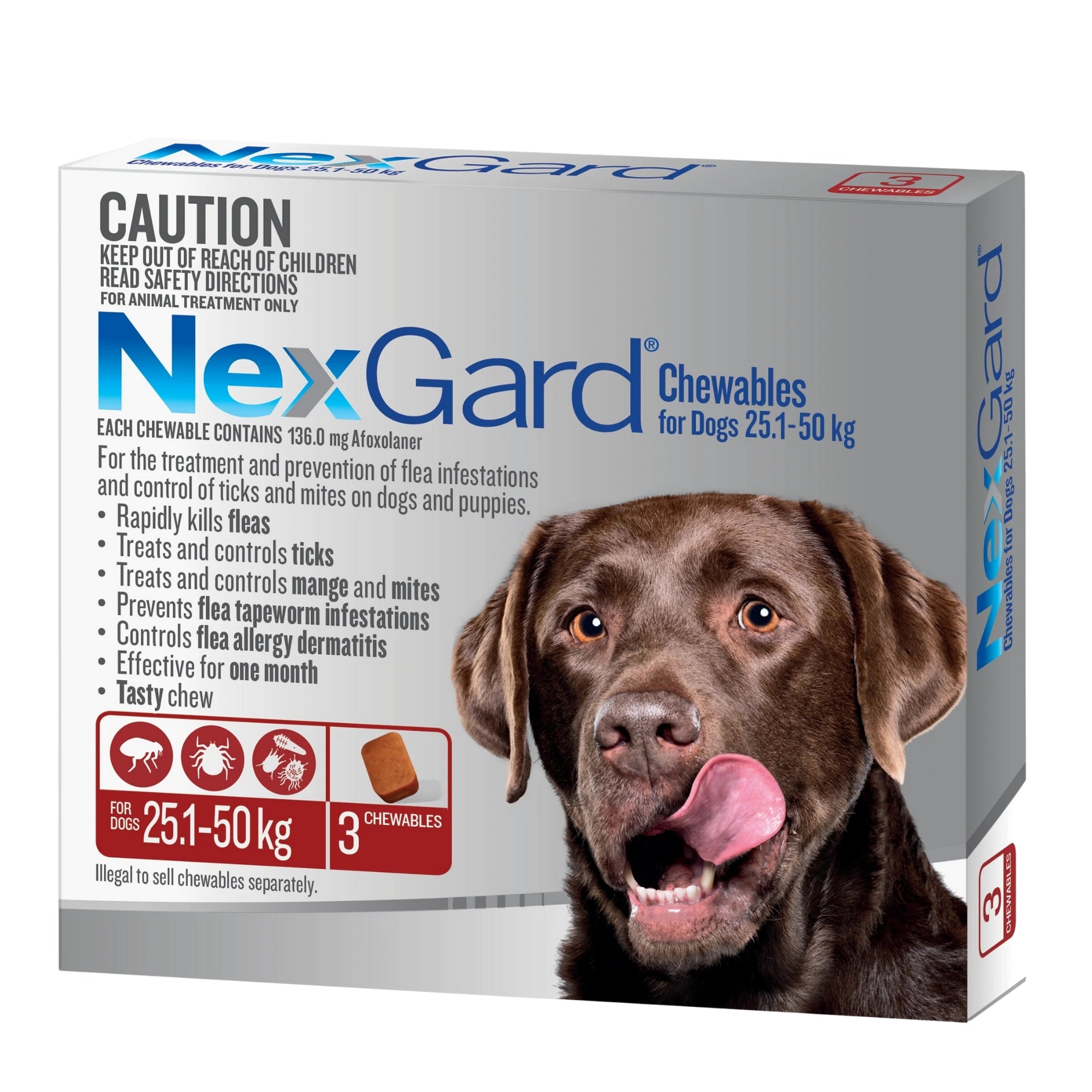 Nexgard XLarge Dogs 25.1 - 50kg Red 3pk