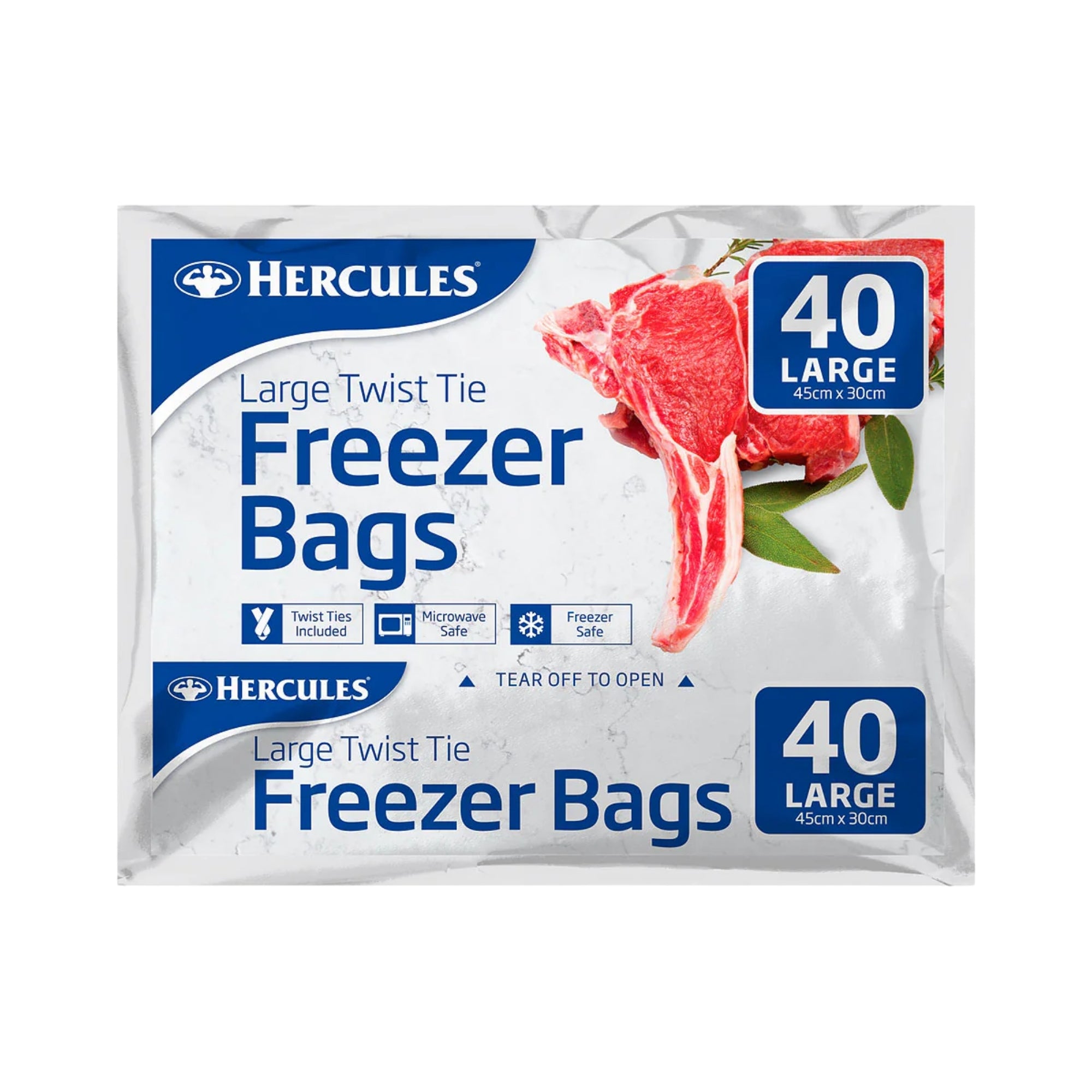 Hercules Tear-Off Freezer Bags Large 40pk x2