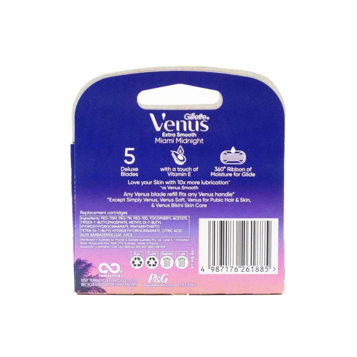 Gillette Venus Extra Smooth Miami Midnight Cartridges 4pk x2