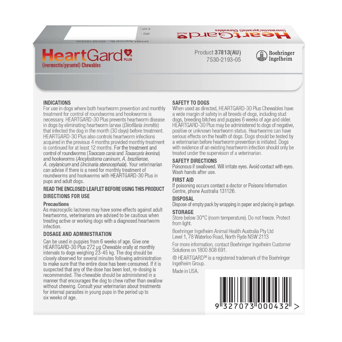 Heartgard 30 Plus Dog 23-45kg Brown 6pk