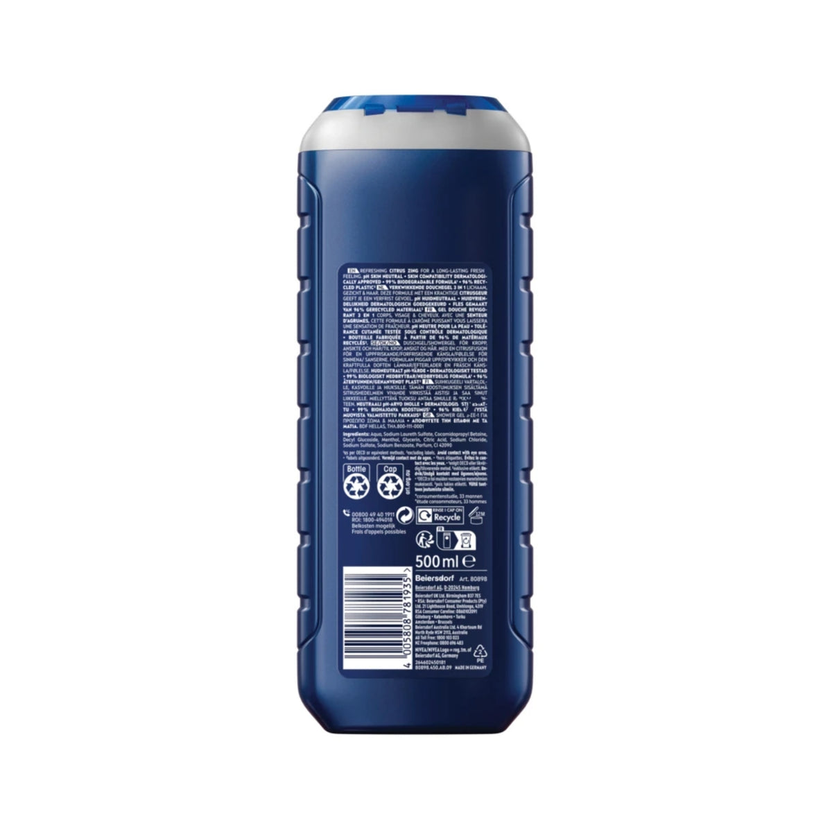 Nivea Men 500ml Power Fresh Shower Gel x3