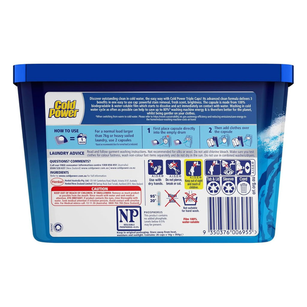Cold Power Odour Fighter x 104 Laundry Detergent Capsules