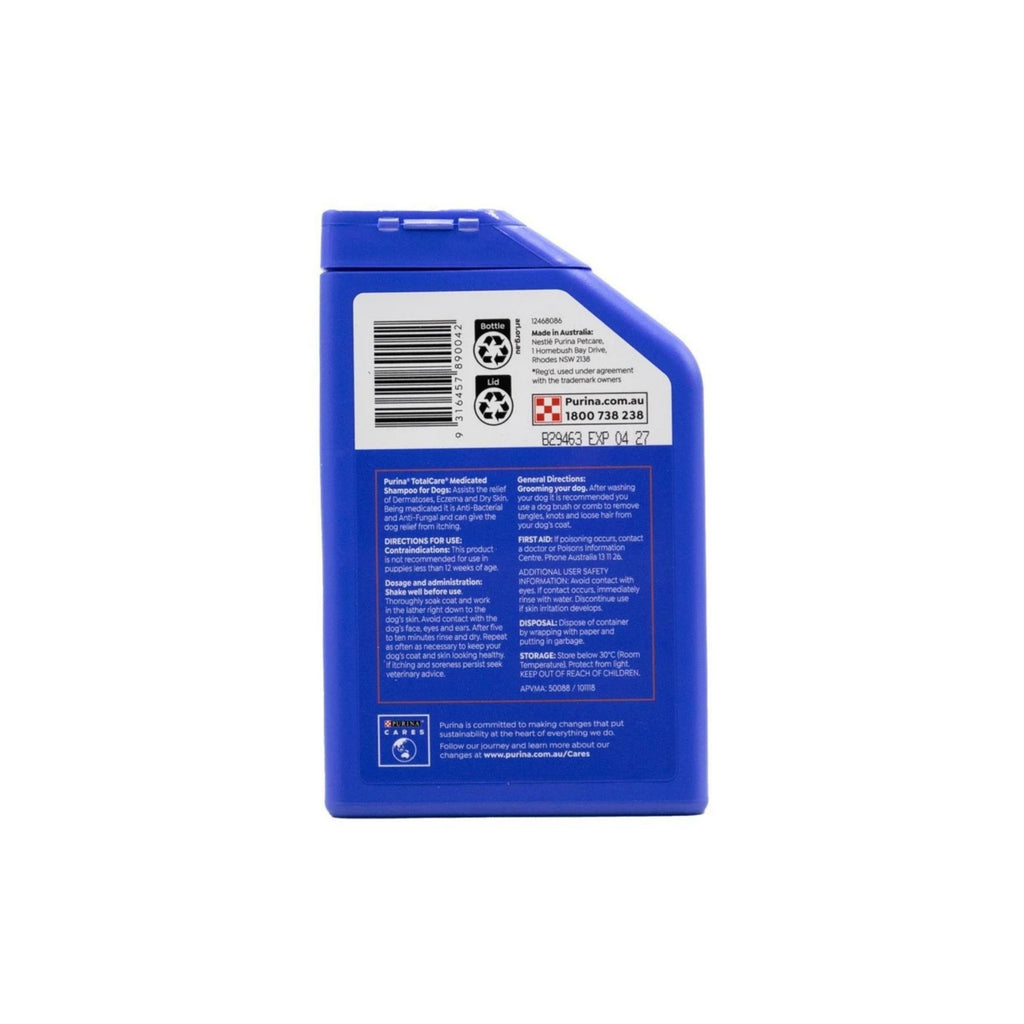 Purina 350ml Total Care Medicated Dog Shampoo  x2