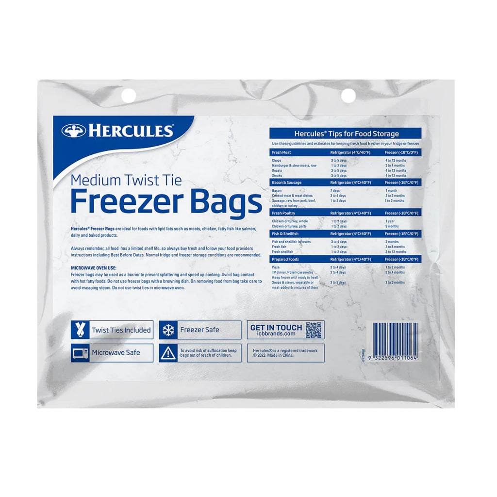 Hercules Tear-Off Freezer Bags Medium 80pk x4