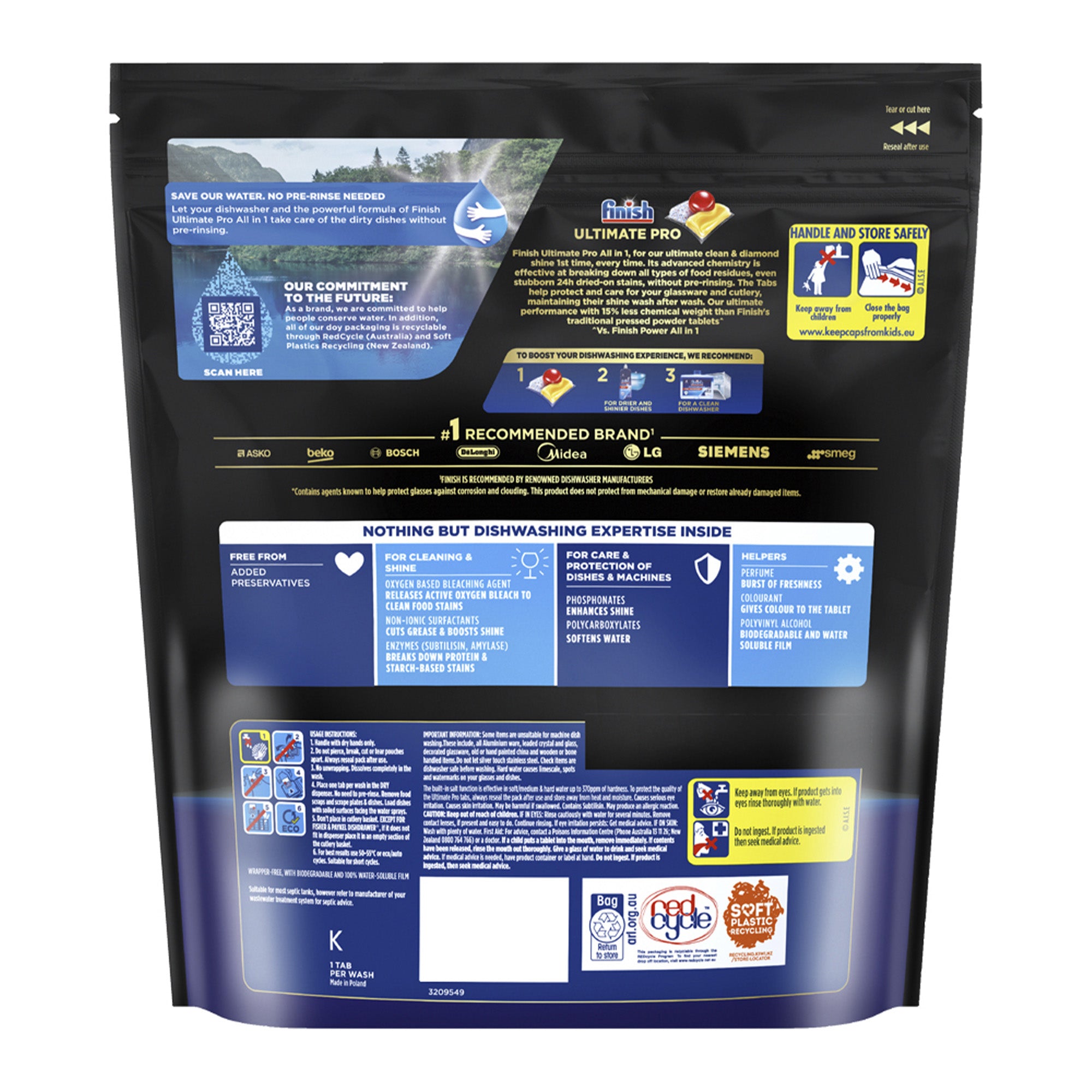 Finish Ultimate Pro 192 Baking Soda Dishwasher Tablets