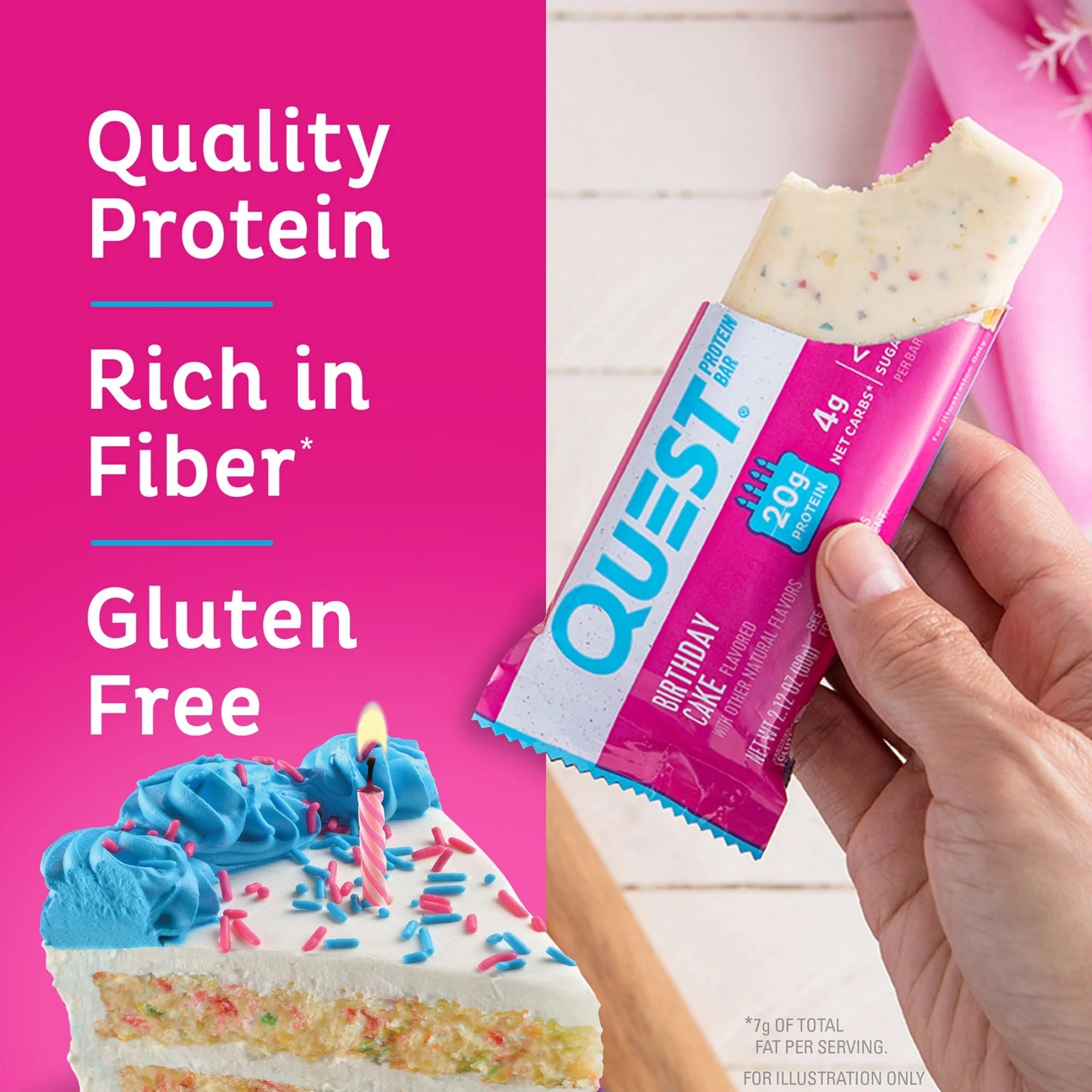 Quest Birthday Cake Protein Bars 12x60g x3