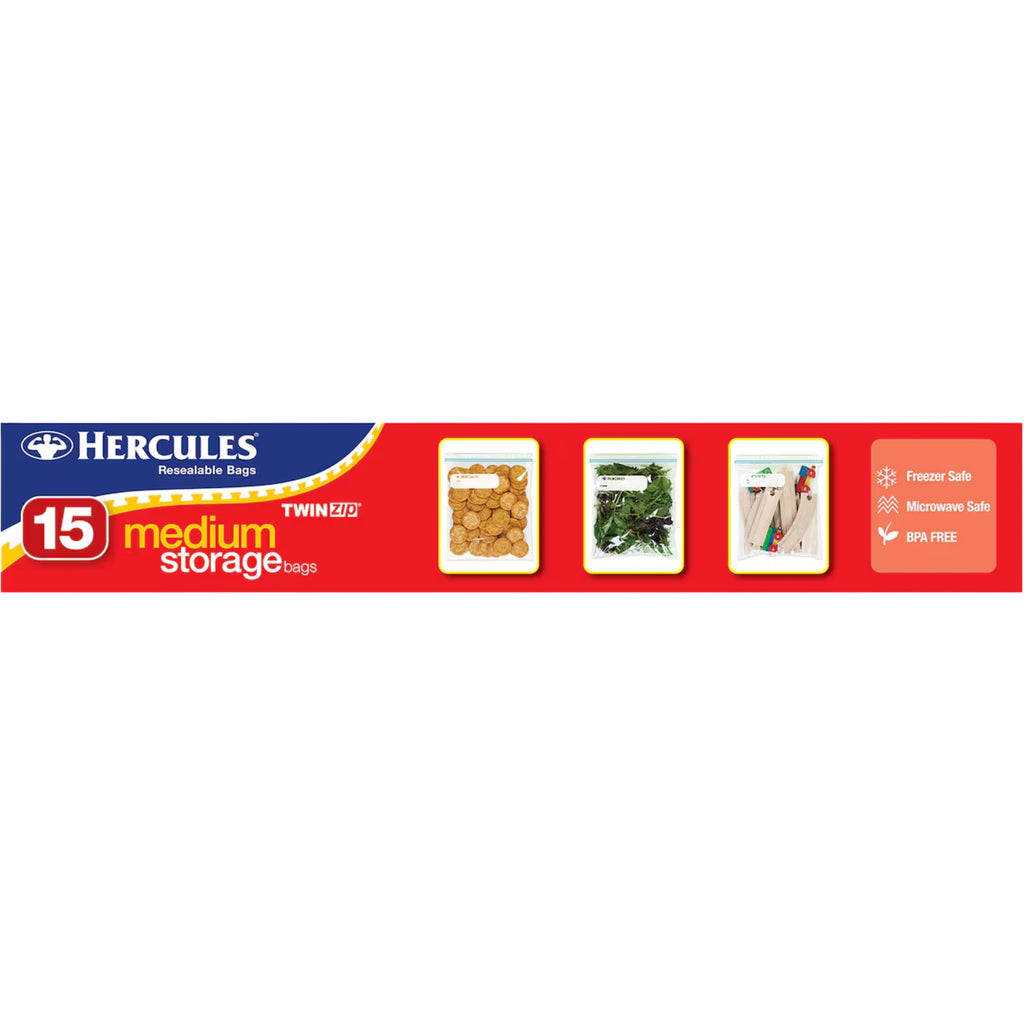 Hercules Medium Storage Bags 15pk x5