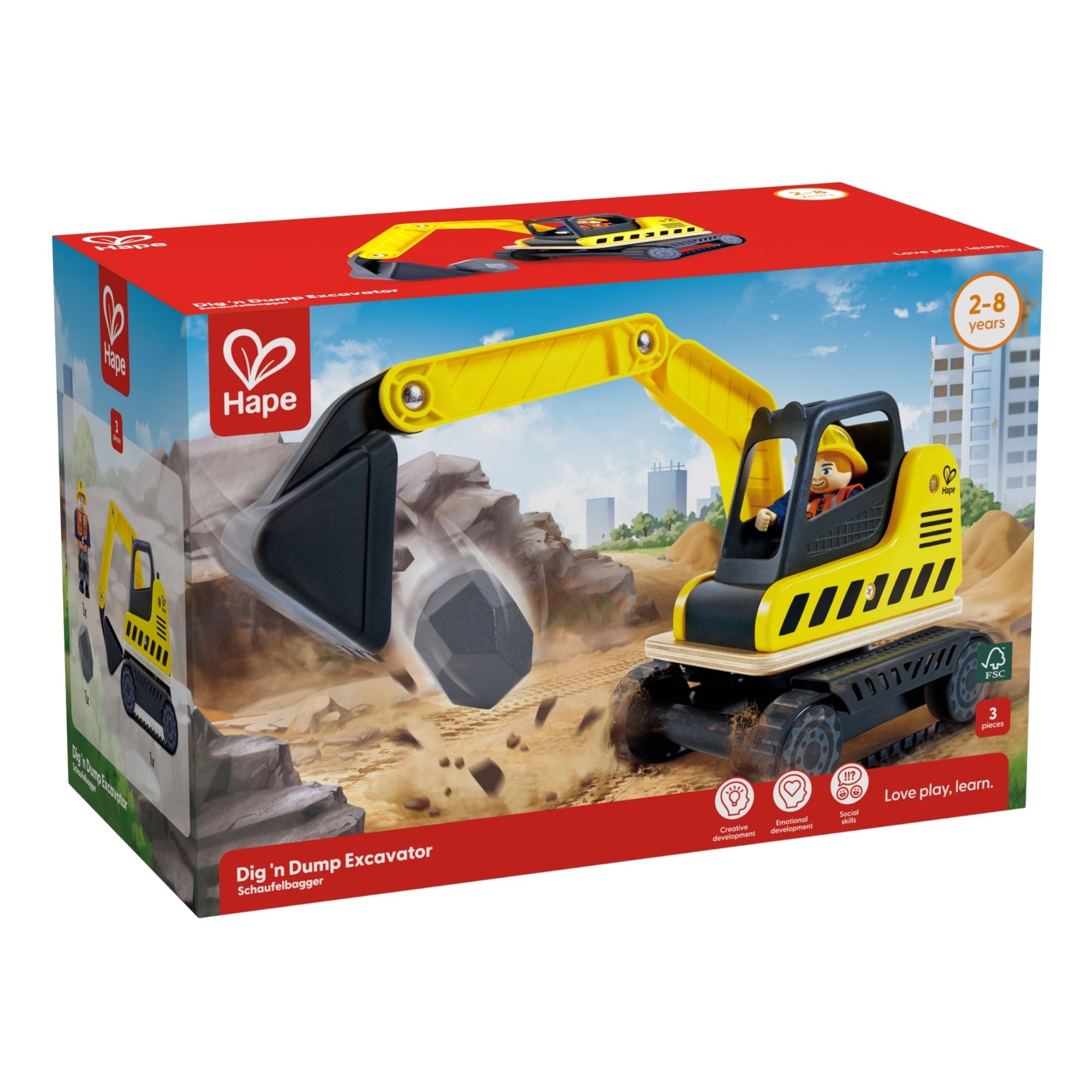 Hape 3pc Dig n Dump Excavator Set