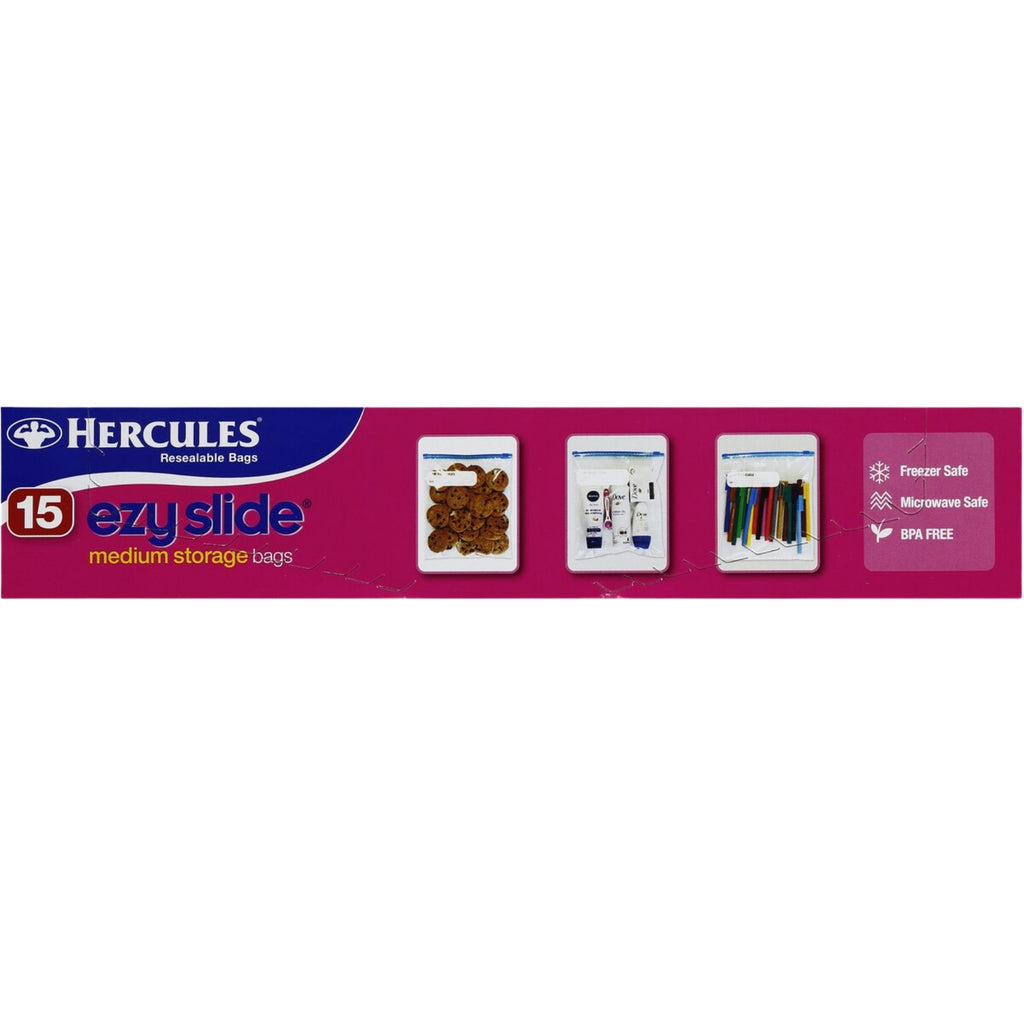 Hercules Ezy Slide Medium Storage Bags 15pk x5