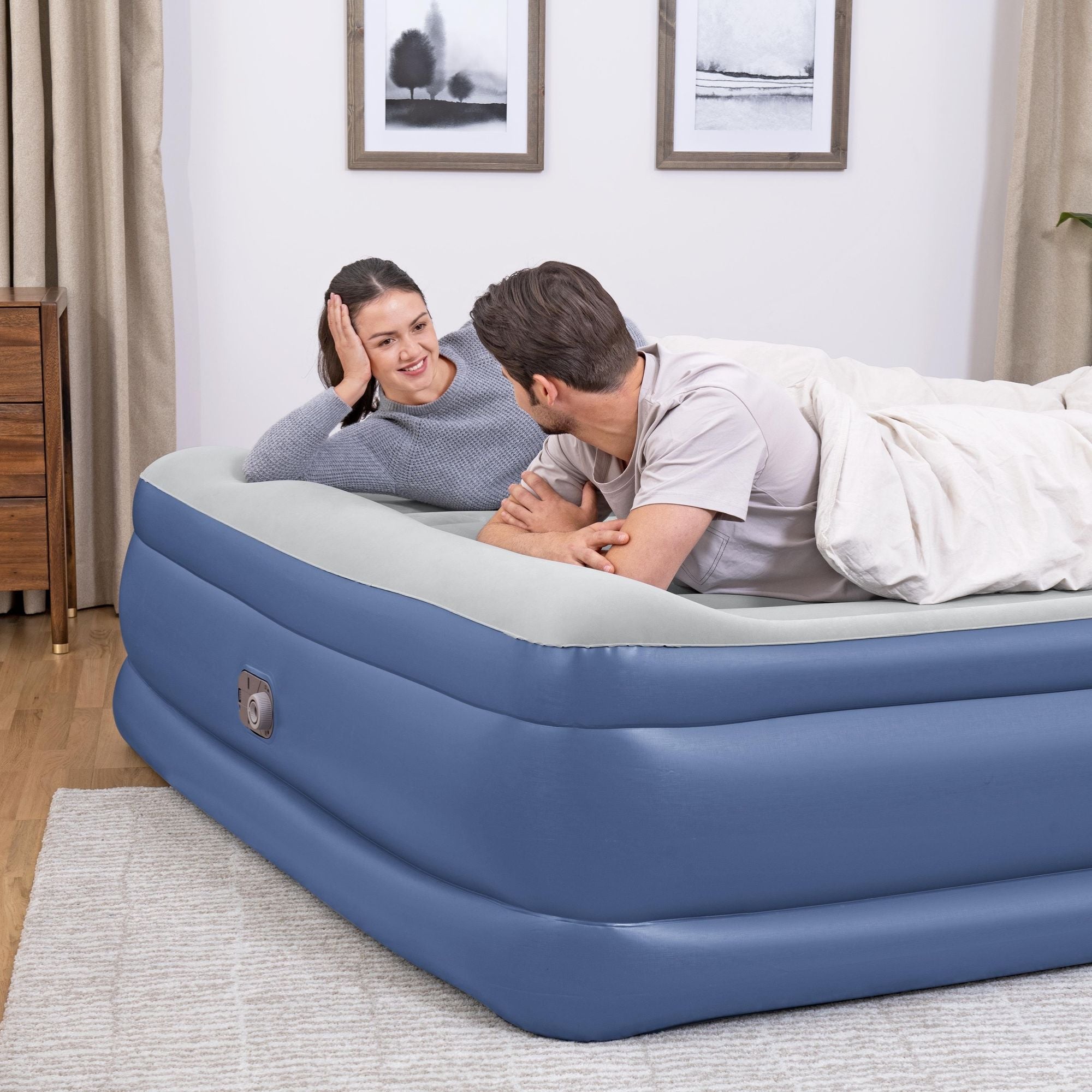 Bestway 203 x 193 x 56cm Tritech Air Mattress King Built-in AC Pump