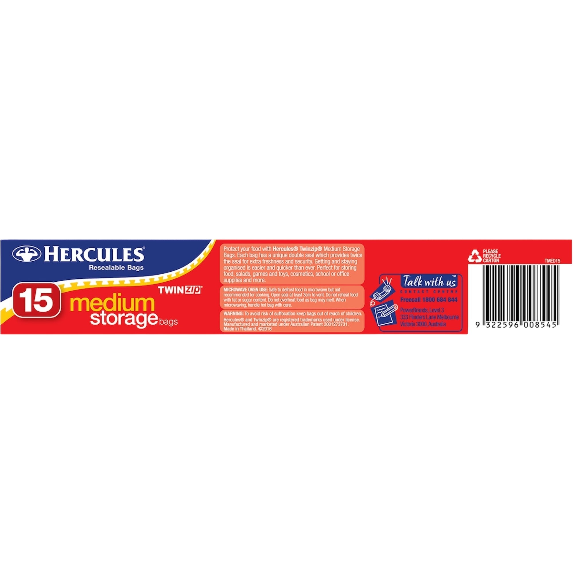 Hercules Medium Storage Bags 15pk x6