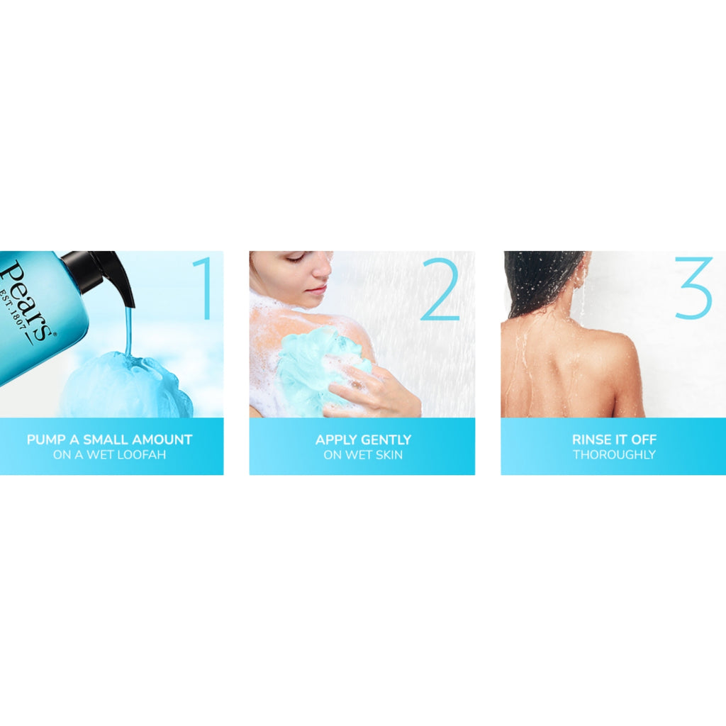 Pears Body Wash for Glowing Skin with Mint Extract 500mL x3