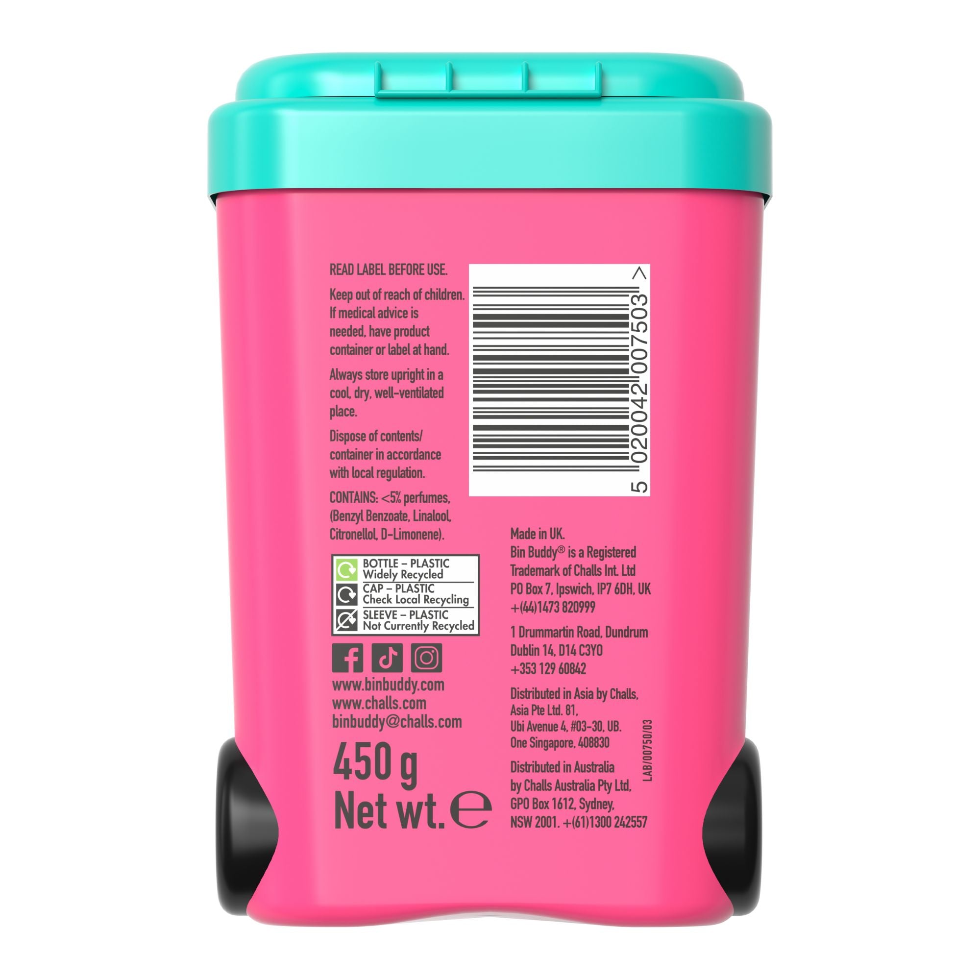 Bin Buddy Fresh Pink Grapefruit 450g Power x4