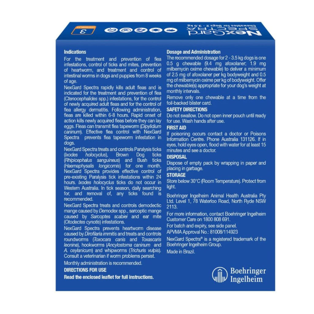 NexGard Spectra Dogs 1.35-3.5kg 3pk