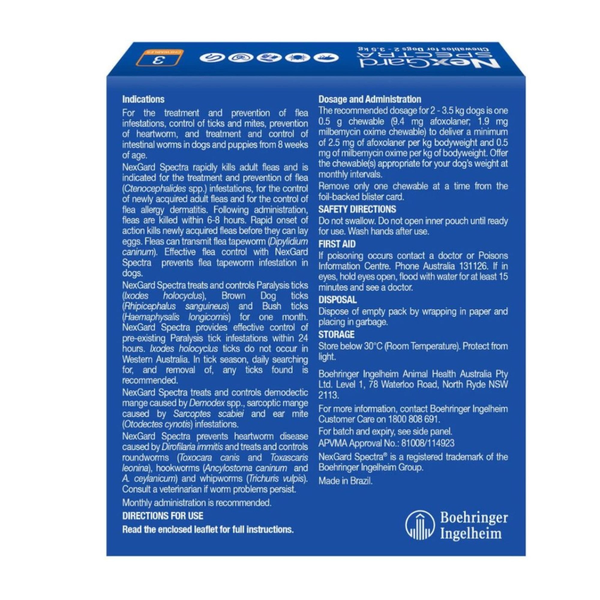 NexGard Spectra Dogs 1.35-3.5kg 3pk