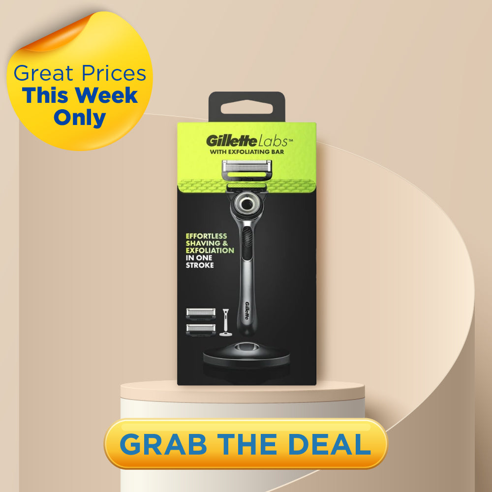 Gillette Labs Razor Handle +2 Cartridges & Magnetic Stand