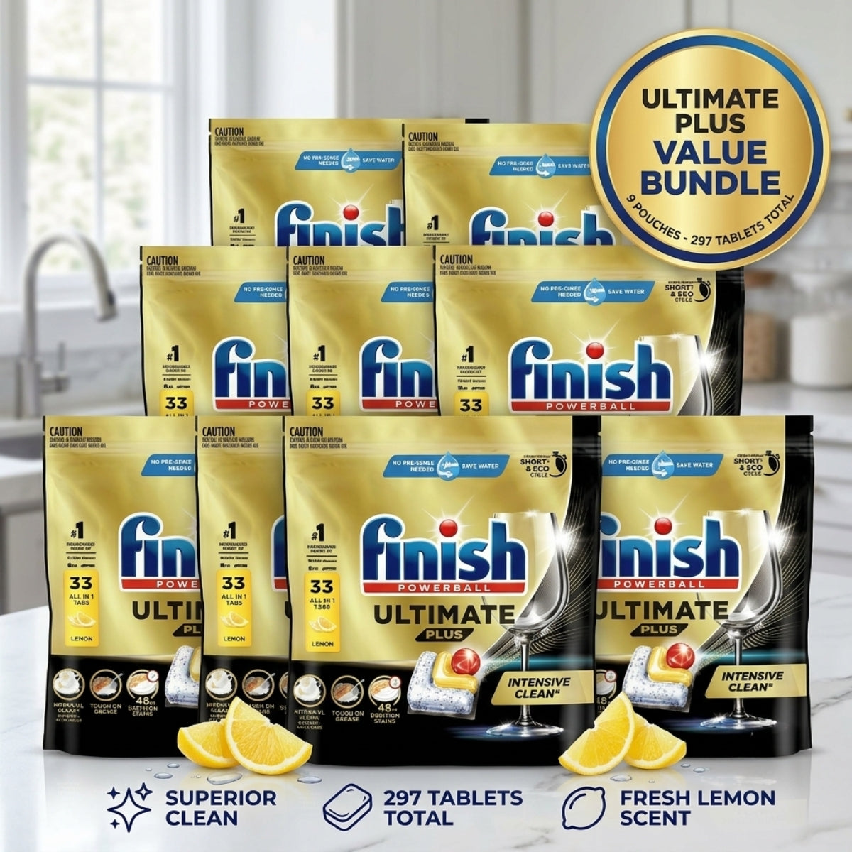 Finish Ultimate Plus x 297 Lemon Dishwasher Tablets
