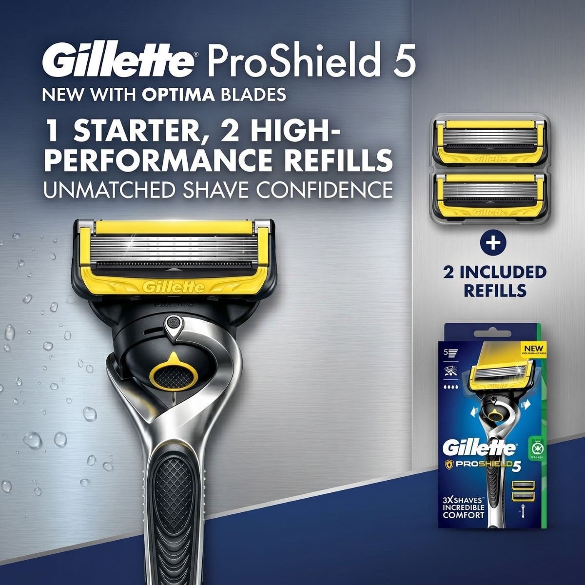 Gillette Pro Shield 5 Handle +2 Cartridges